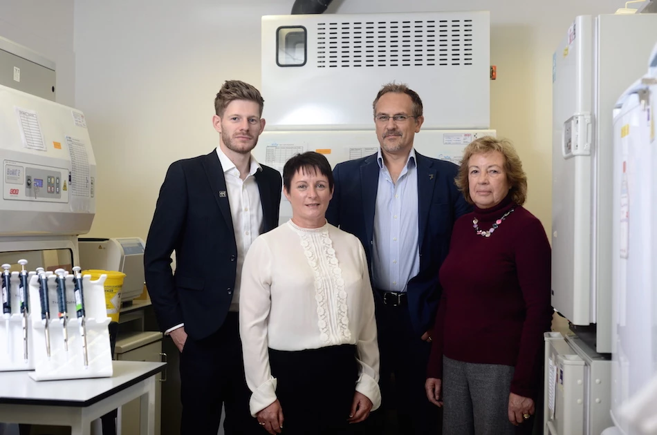 Back Matt Bratton, Senior Inward Investment Exec at Invest Newcastle and Prof Stefan Przyborski, CSO at Reprocell. Front: Julie Wright, Commercial Director at Datatrial and Prof Anne Dickinson, CEO at Alcyomics