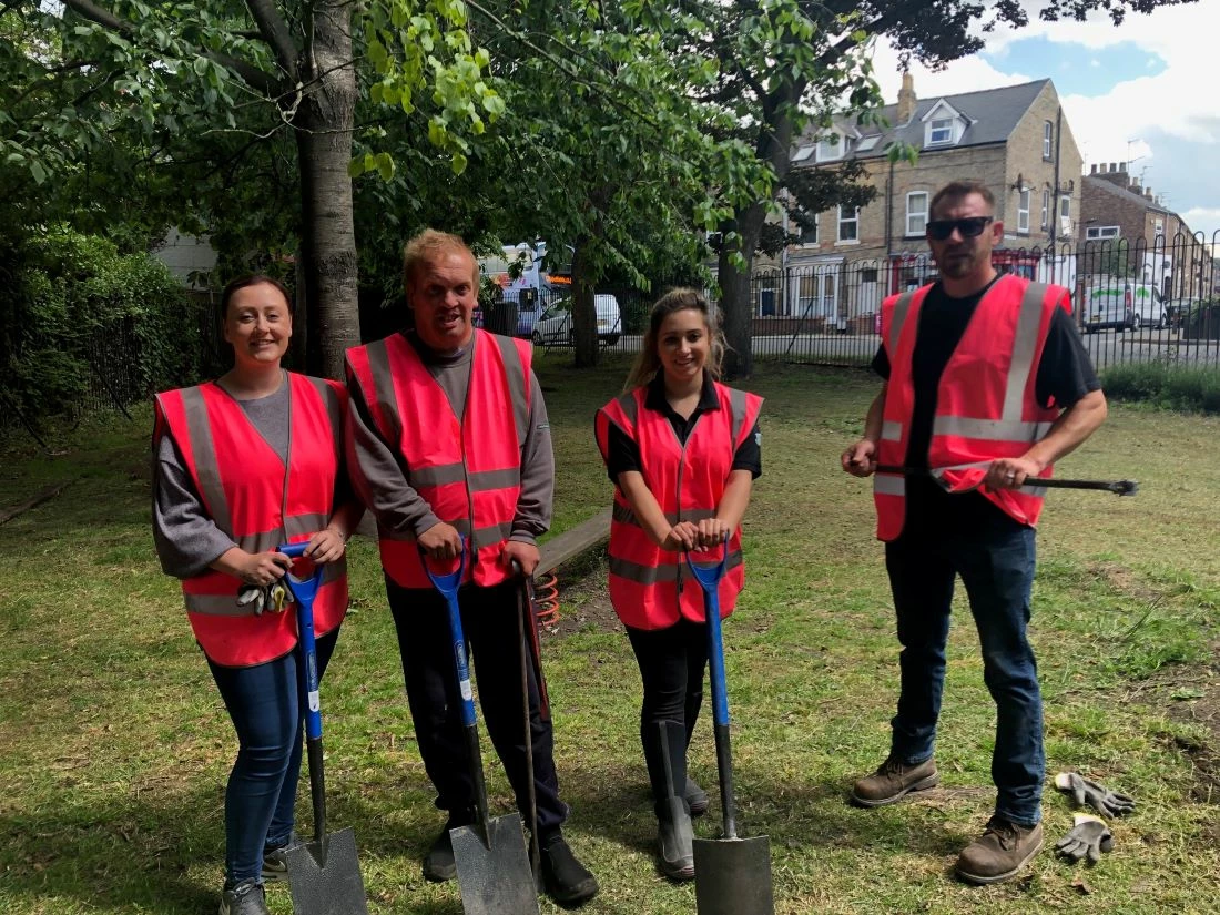 Volunteers from Johnsons of Whixley dig deep for York Cares.