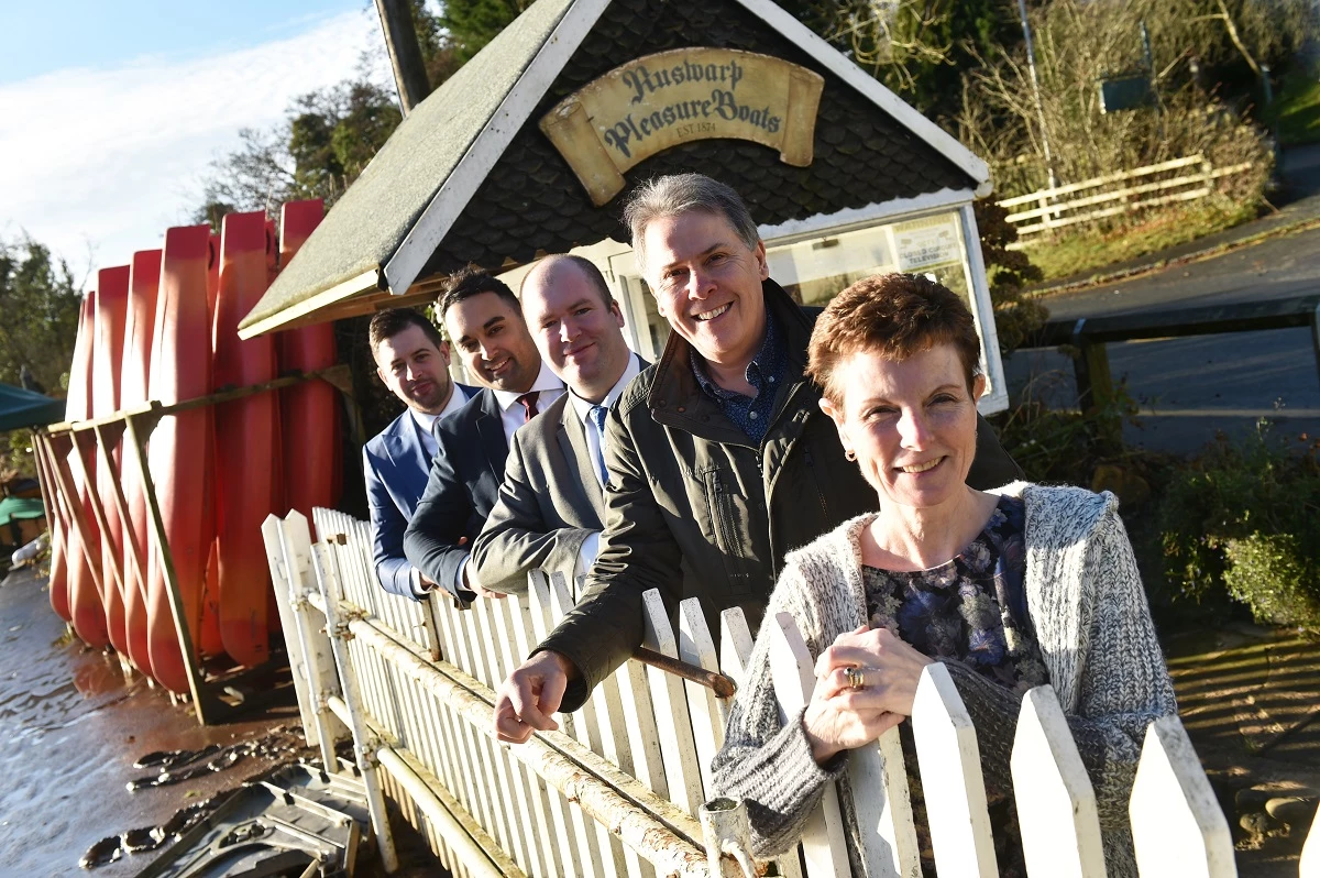 (Left to right) Baldwins Associate Director Andrew Grundy, Baldwins Associate Director Tom Gale, Ruswarp Pleasure Boats’ owners Neil and Jeanette Pearson and HSBC UK Relationship Manager Paul Mason