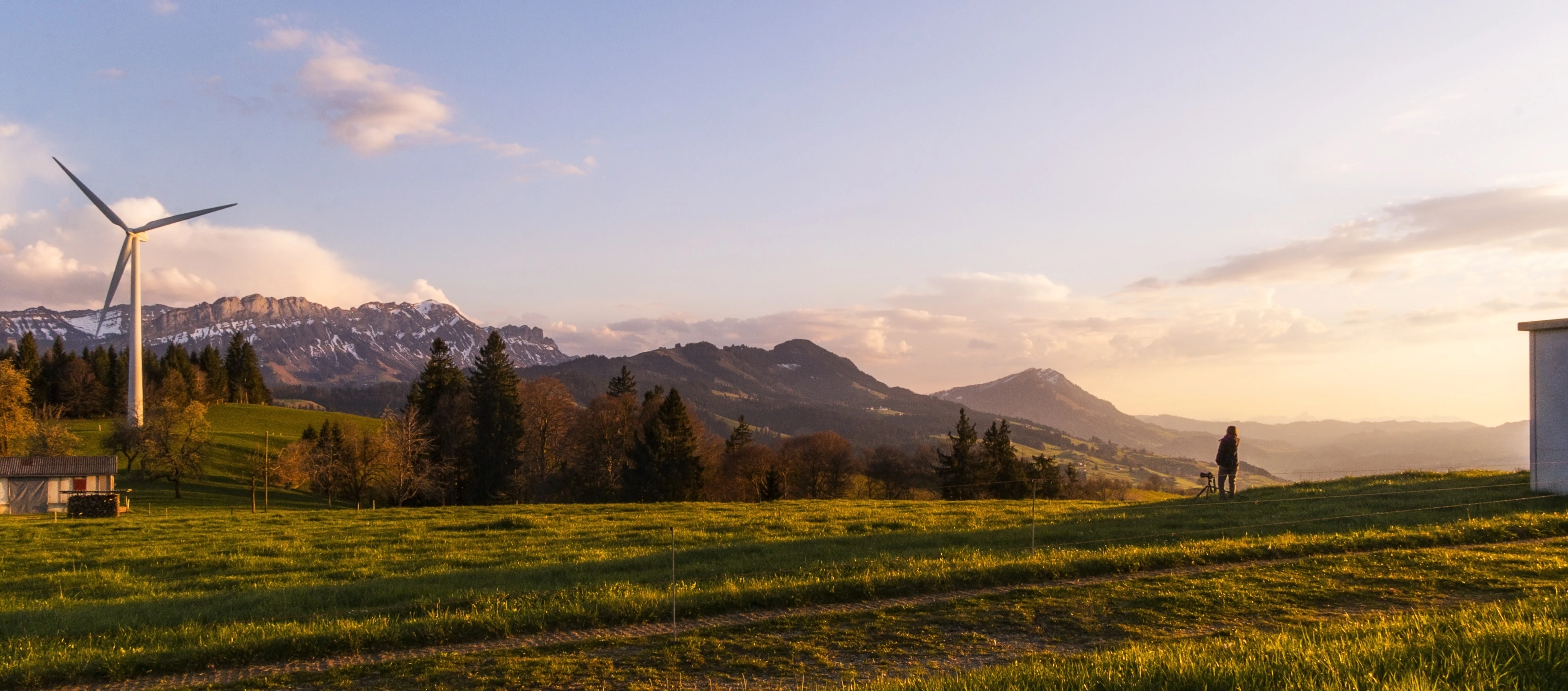 Landscape with turbine.