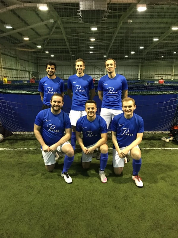 Employees from Pierce swapped bookkeeping or goalkeeping and won Blackburn’s Power League. 