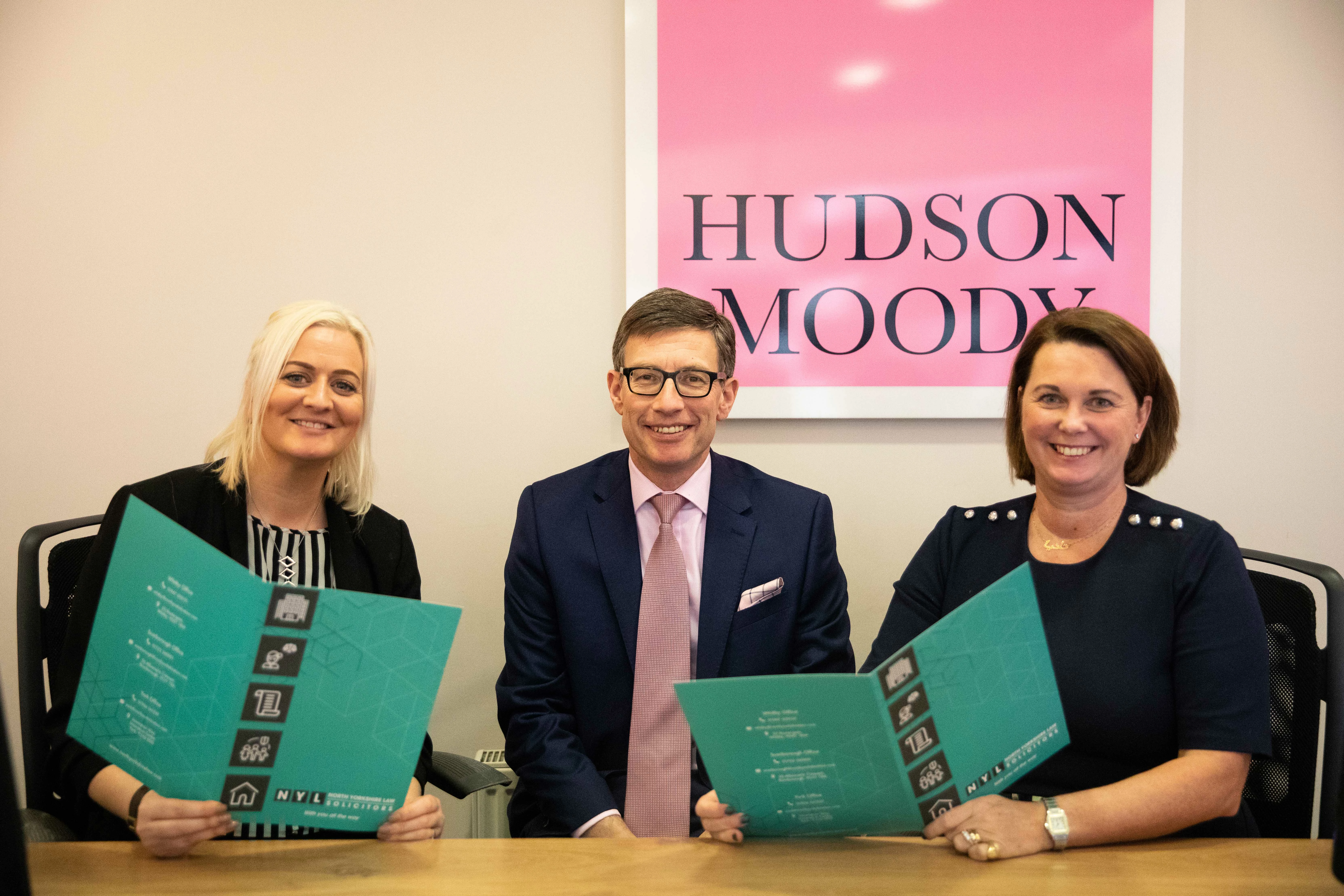 Natalie Foster, Head of Commercial at North Yorkshire Law with Ben and Tarnia Hudson, Managing Director and Director of Hudson Moody