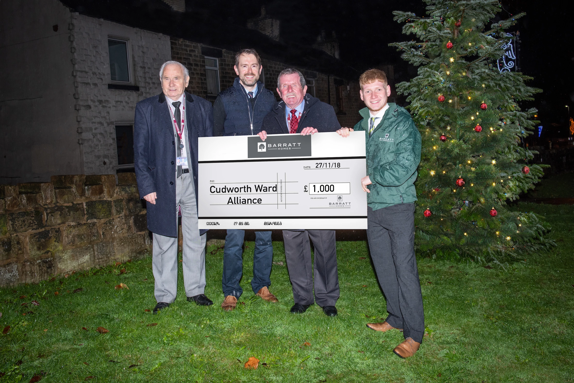 L-R - Councillor Joe Hayward, Barratt Homes' Gavin McCarthy, Councillor Charlie Wraith and Salter's Brook's Ben Bainbridge-Dalton