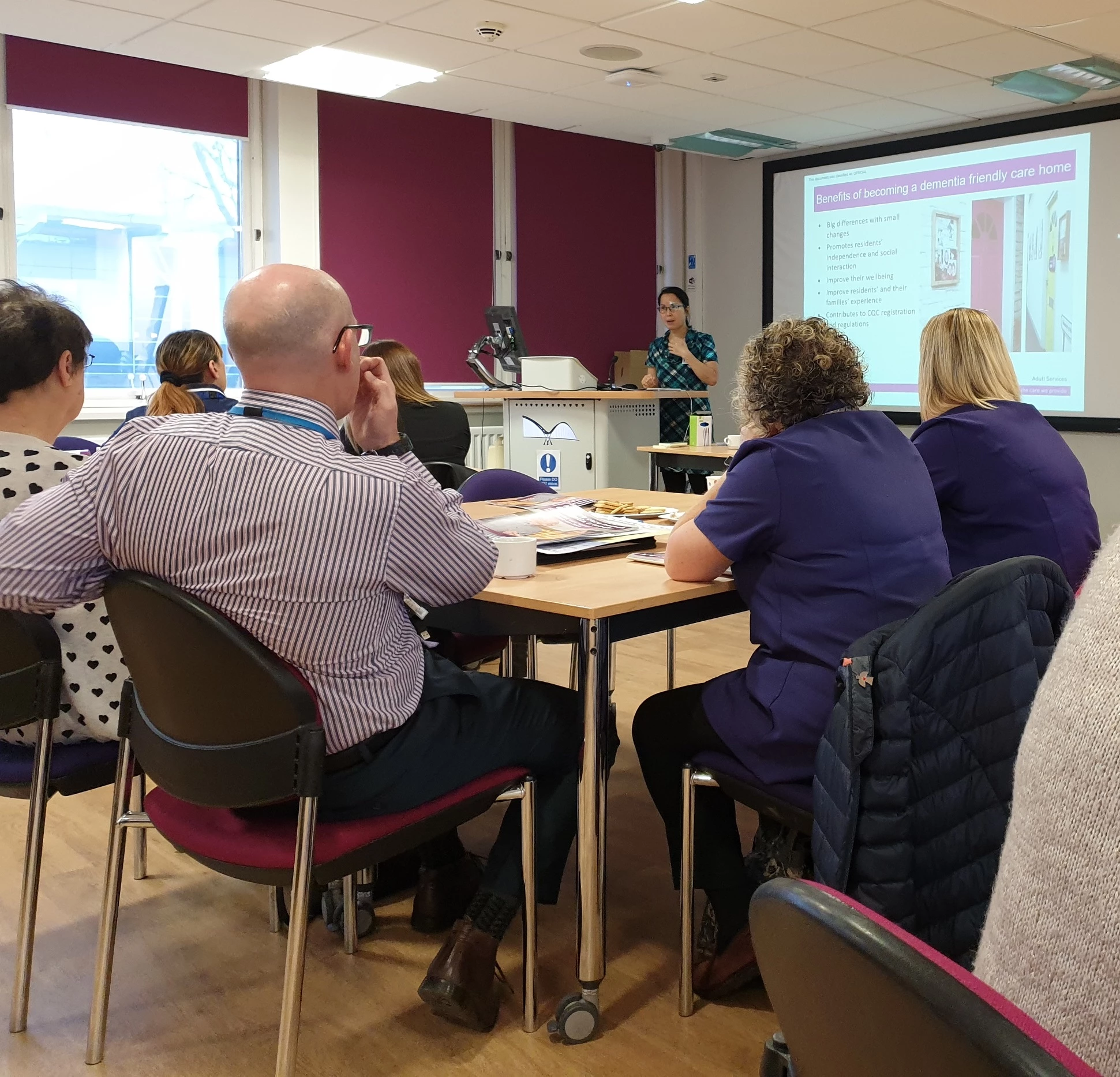 Yvonne Cheung from Stockton Council speaking at the dementia care home guide launch event (med)