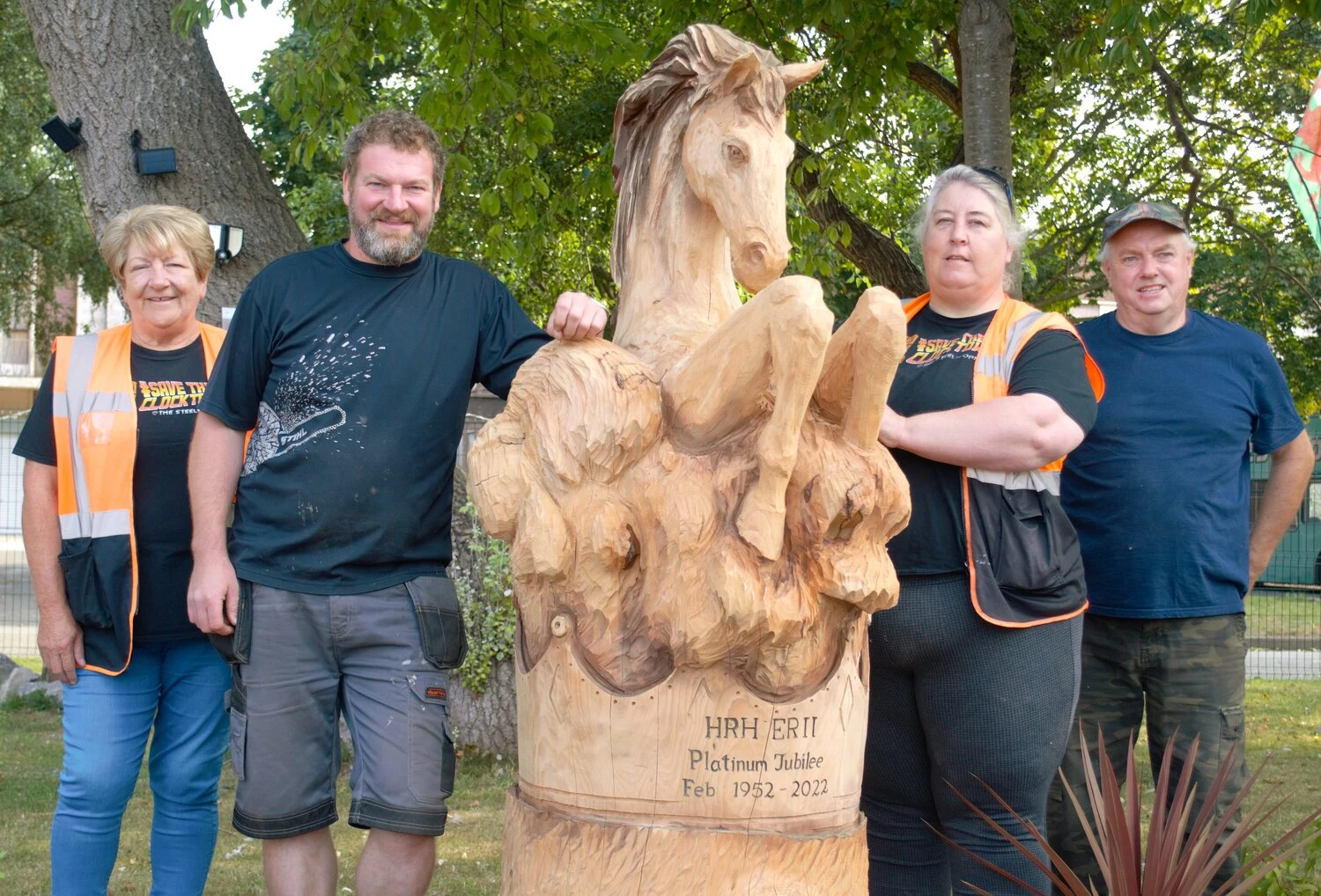 A six-foot sculpture has been unveiled for an event supporting the £5.2m clocktower redevelopment in Deeside 