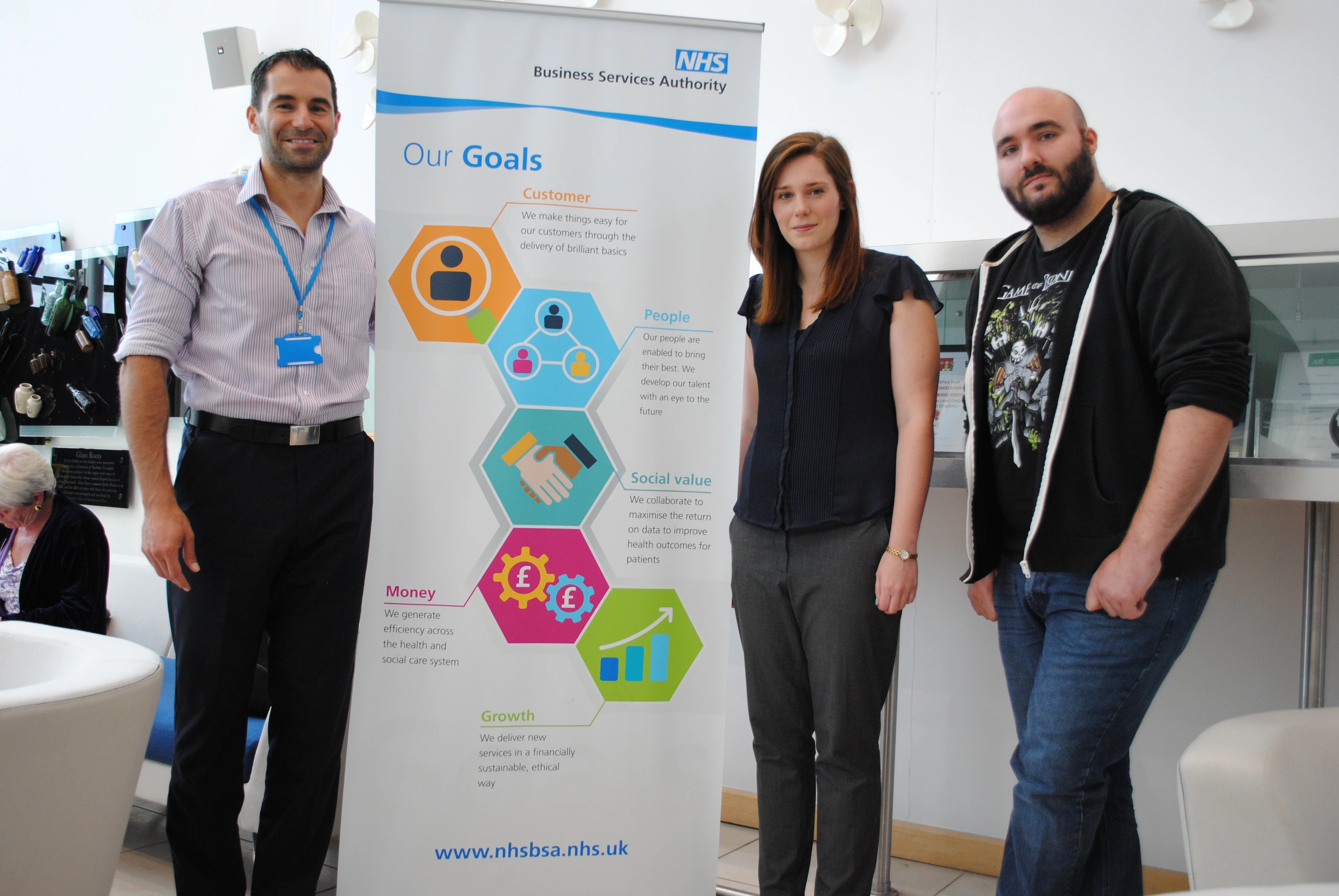 L-R: NHSBSA’s Chris Varzokas (technical systems analyst), Helen O’Donnell (application support developer apprentice) and Matt Graham (application support developer)