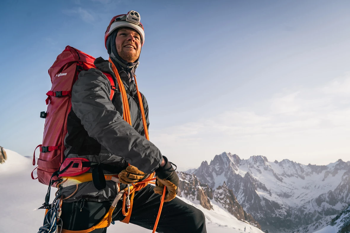 The award winning Berghaus MTN Guide Hyper Alpha jacket in action