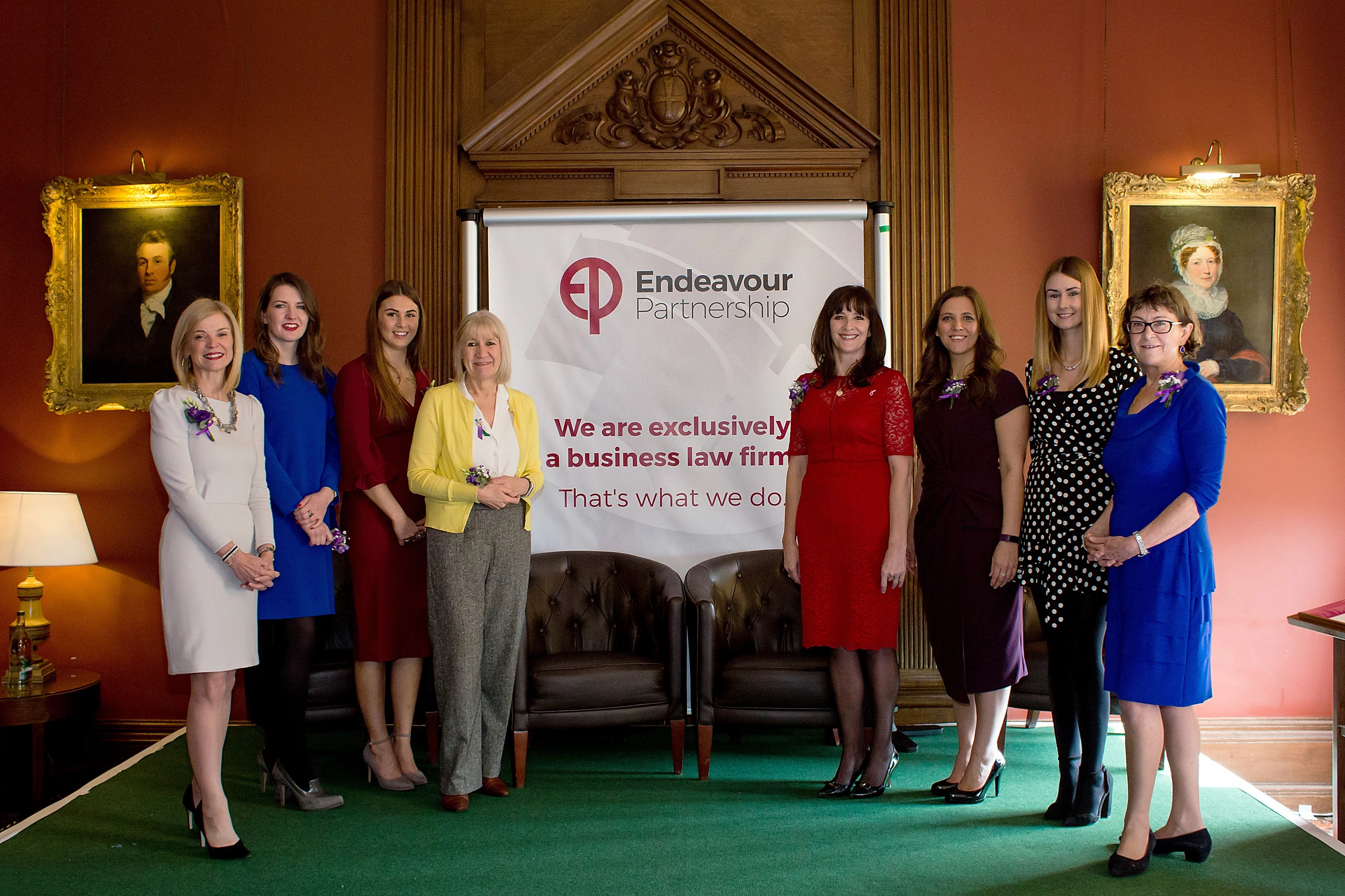 L-R- Valda Goodfellow, Joanna Wake, Lotty Reeves, Sue Jeffrey, Laura Ashurst, Louise Gilbey, Laura Kirkpatrick, Caroline Theobald CBE