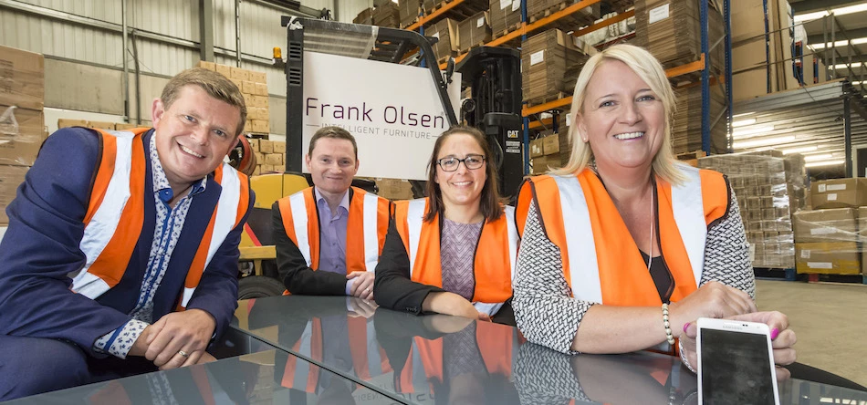 L-R: Frank Olsen MD Charlie Graybrook, Business Finance Solutions’ Mark Gibbons, Frank Olsen operations director Lynsey Graybrook, and Sue Barnard of the NPIF