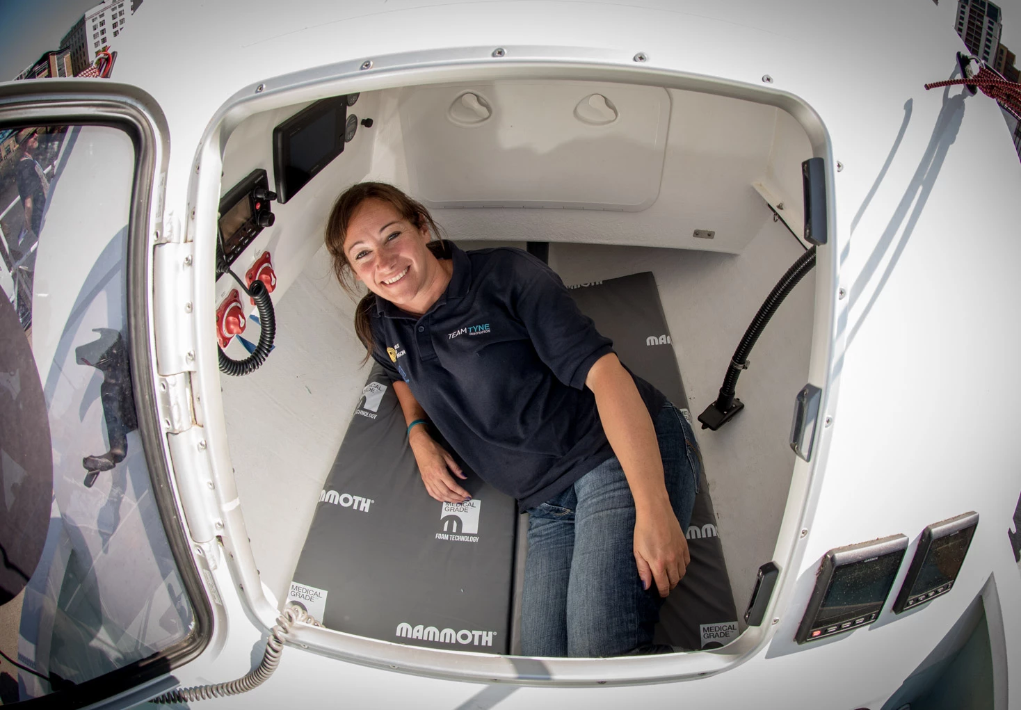 Claire Hughes of Team Tyne Innovation pictured with her Mammoth mattress