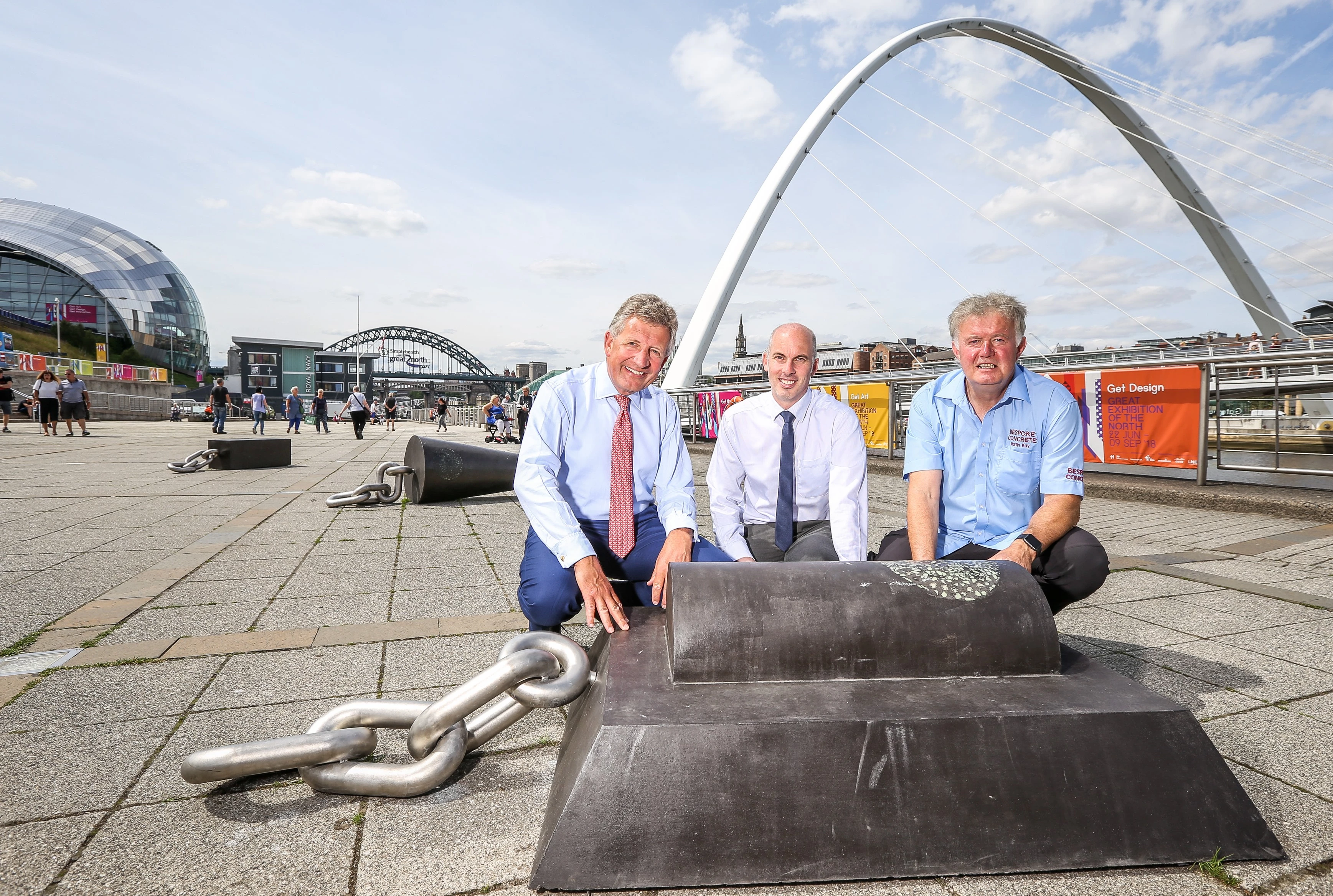 L-R: Chris Robson and Stephen Callaghan of Ryecroft Glenton with Bespoke Concrete Product’s Martin Kay