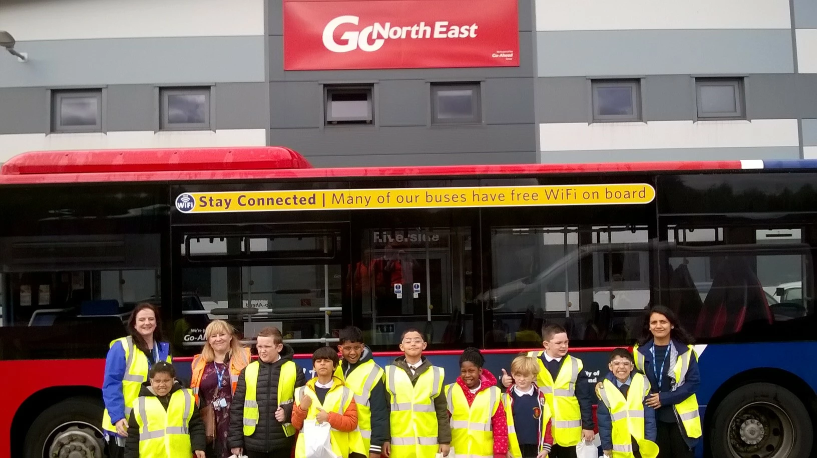 Atkinson Road Primary Academy pupils with teachers (L-R) Amanda Doyle, Janice March, Nabila Amuchpour