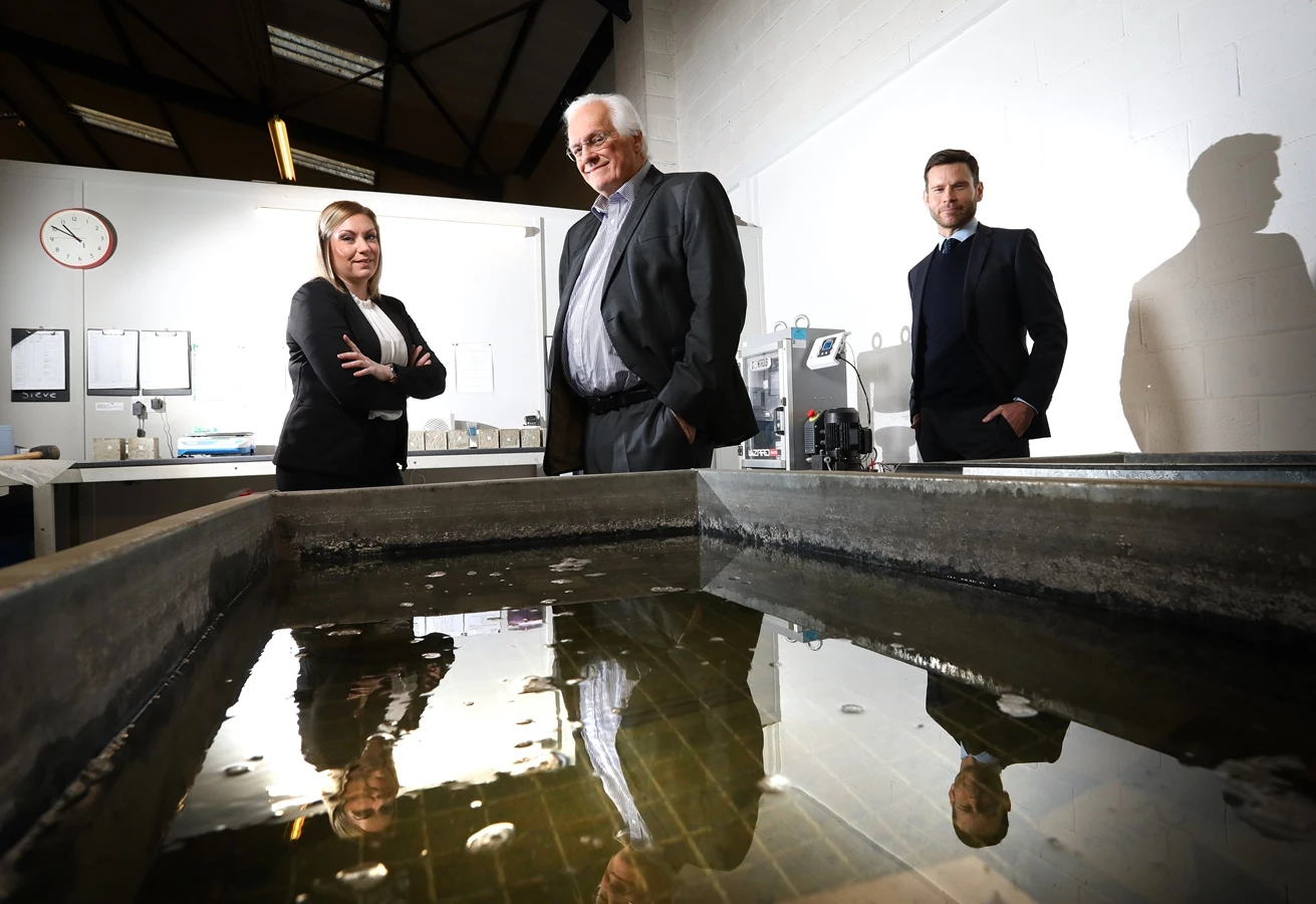 (from left) Natalie Hodson and Ken Marsh of Exploration & Testing Associates with Jonathan Armitage of NEL Fund Managers