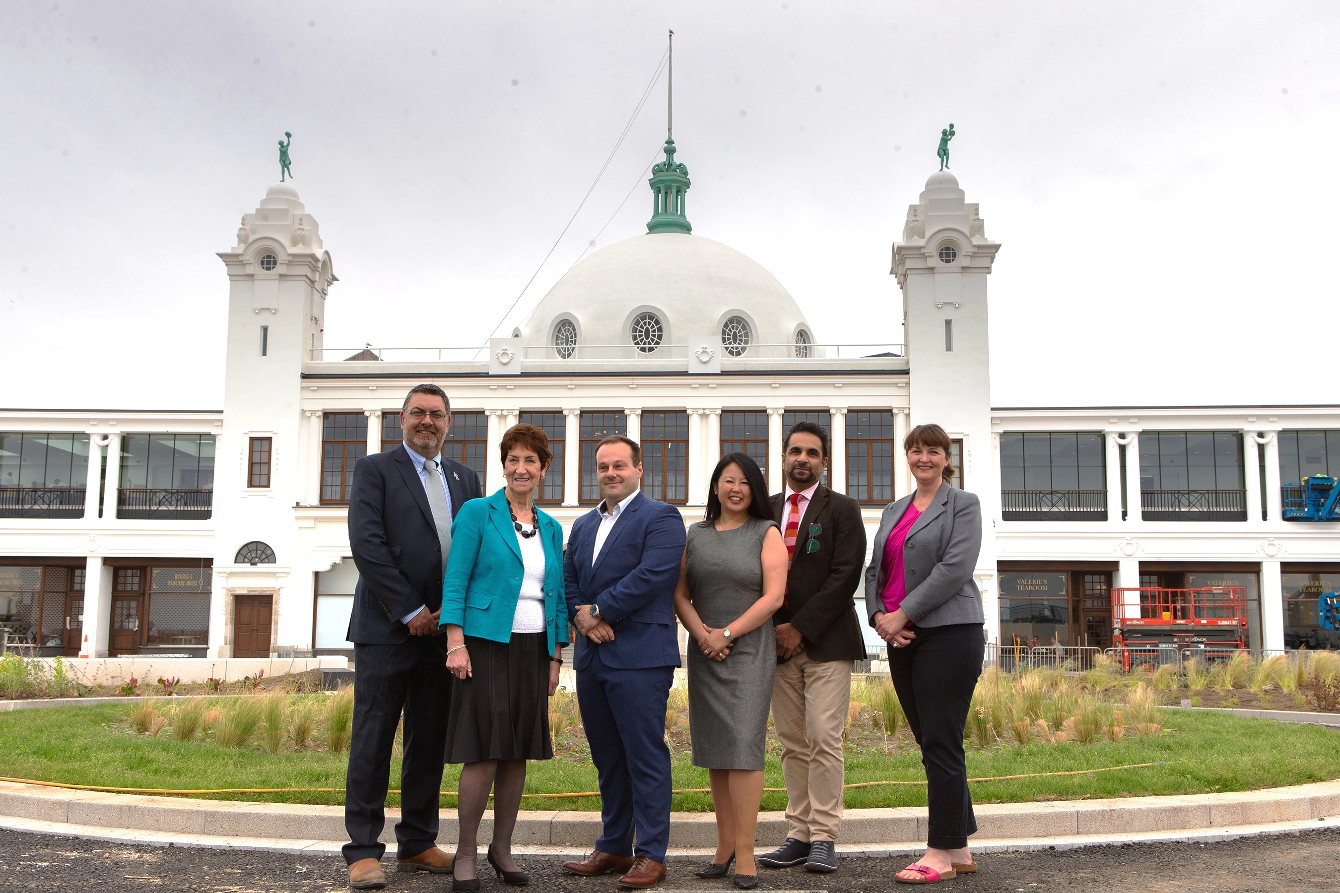  Andrew Coleman, Senior Project Manager, Robertson; Elected Mayor Norma Redfearn CBE; Kyle Mackings, CEO, Kymel; Anita Chan, Studio Director, ADP; Amrit Naru, Associate Director, ADP; Zelda Baveystock, Senior Grants Officer, HLF North East.