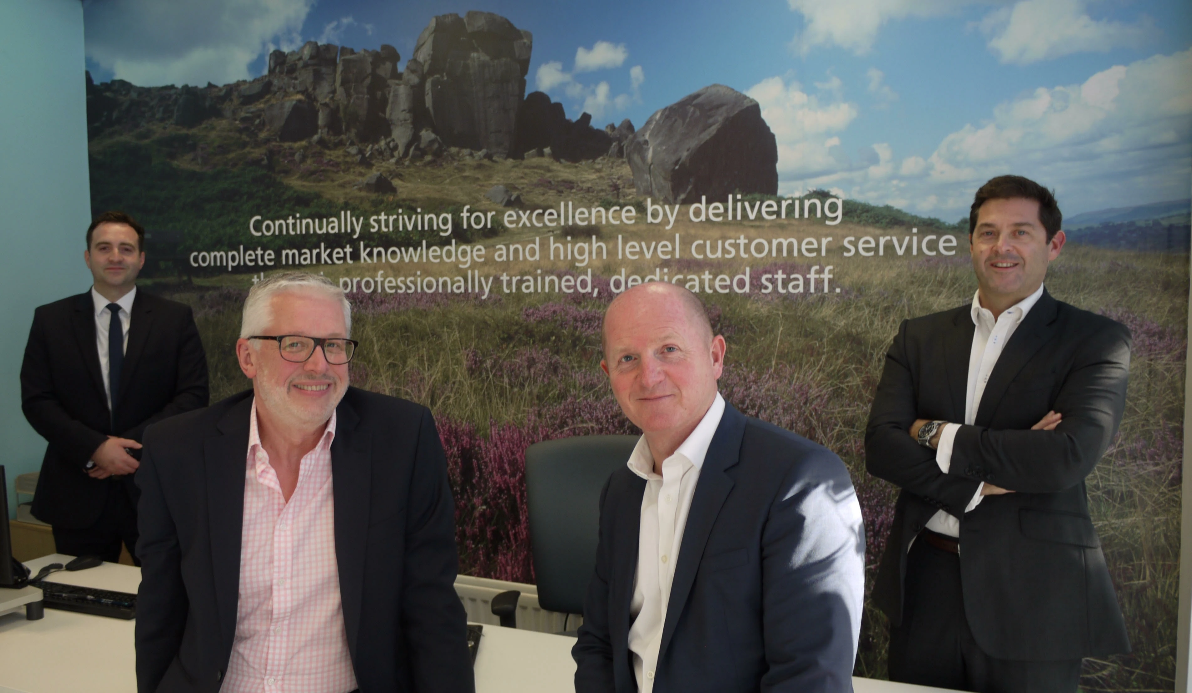 L-R: Ilkley branch manager Andrew Sharp, Angus Roberts' David Waterhouse and agency co-founders Will Linley and Nick Simpson