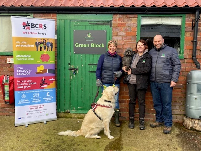 From left Angie Preece, Business Development Manager at BCRS Business Loans with Carrena and Darron Burness of Beacon Barkers