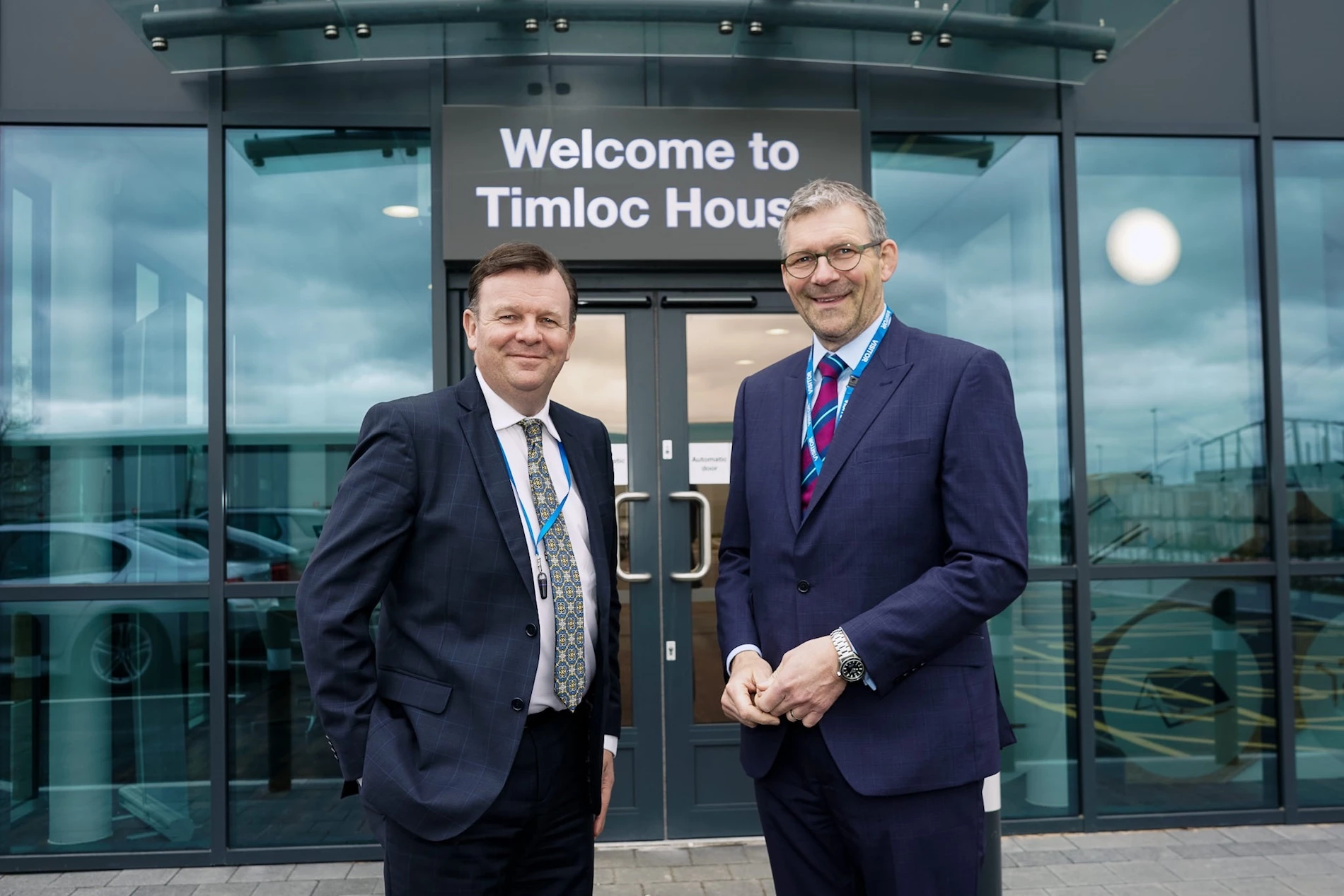 Michael Leaf, Divisional Managing Director of Timloc Building Products (L) and Ian Hodges, Managing Director of the Horncastle Group PLC (R), on Ozone Business Park, 