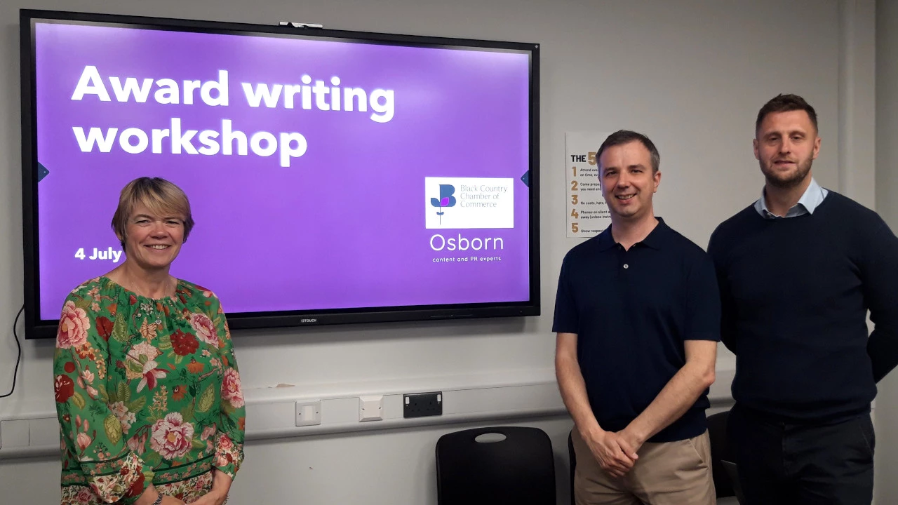 From left Hayley Hall, event manager at Black Country Chamber of Commerce, with Osborn director Chris Leggett and Simon Love of Nant