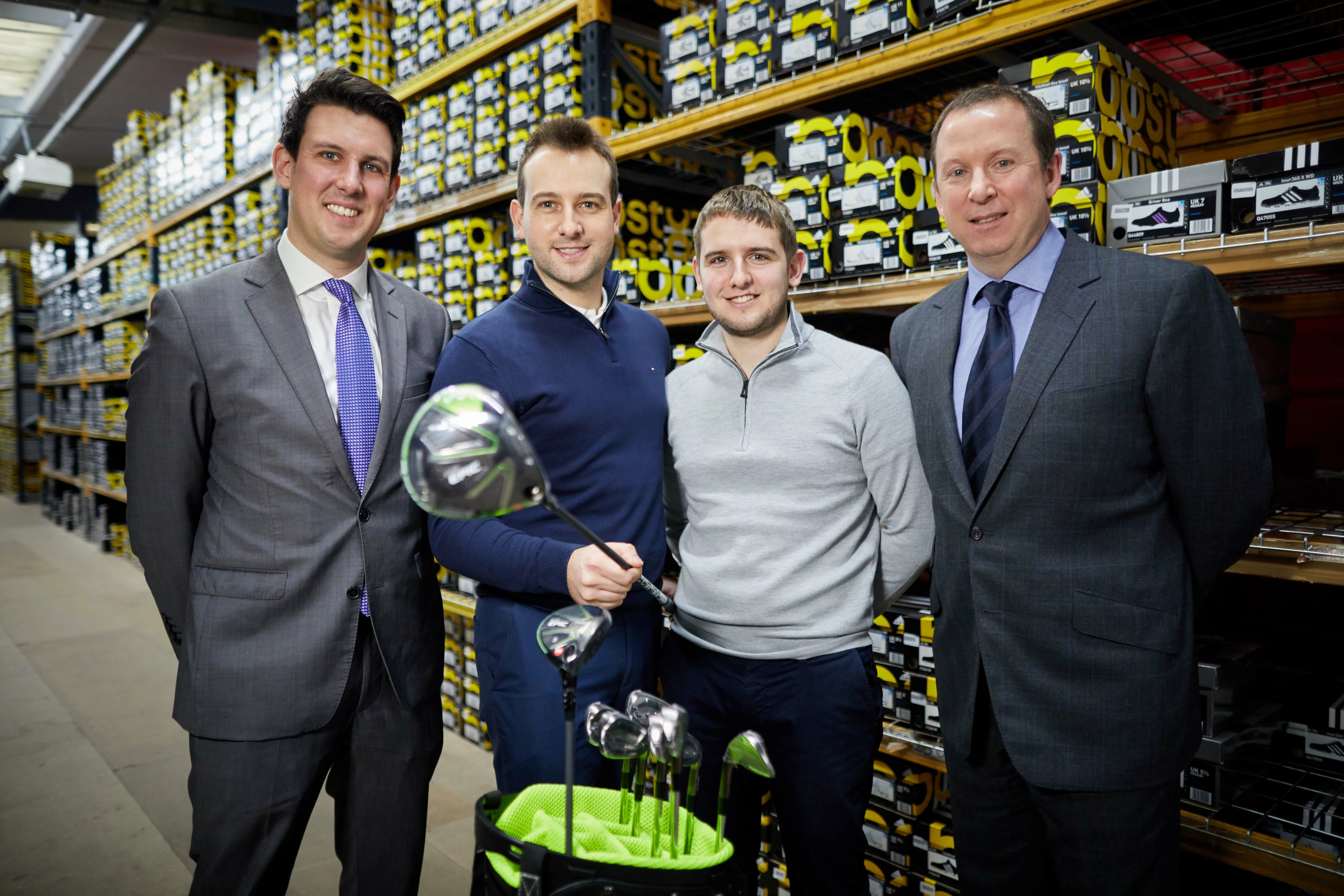 Foresight Group Clubhouse Golf from left Matthew Pomroy (Foresight) Clubhouse Golf Directors Ben Reeves and Same Reeves and new chairman Richard Styles