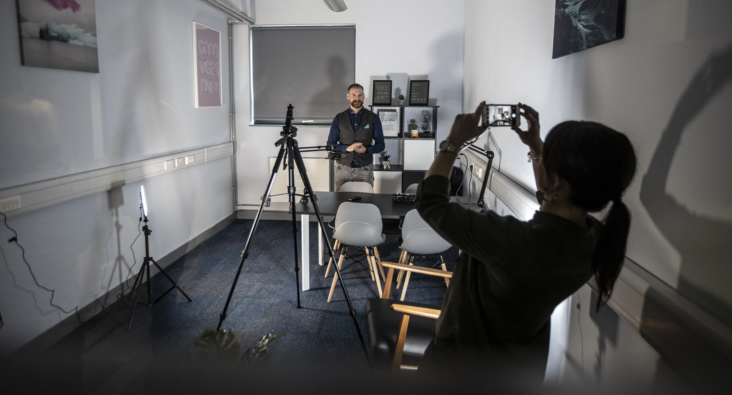 Ian Farrar demonstrates the Content Suite at One Trinity Green. Credit: Lee Dobson Photography