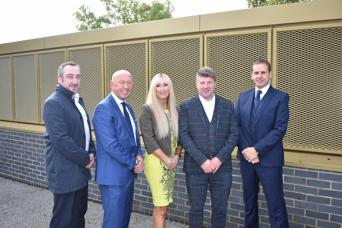 BTS Design Director David Precious, Non-executive Director Gary Lumby, Company Secretary Marcia Atkinson and Managing Director Phil Atkinson with The Expanded Metal Company Managing Director Philip Astley