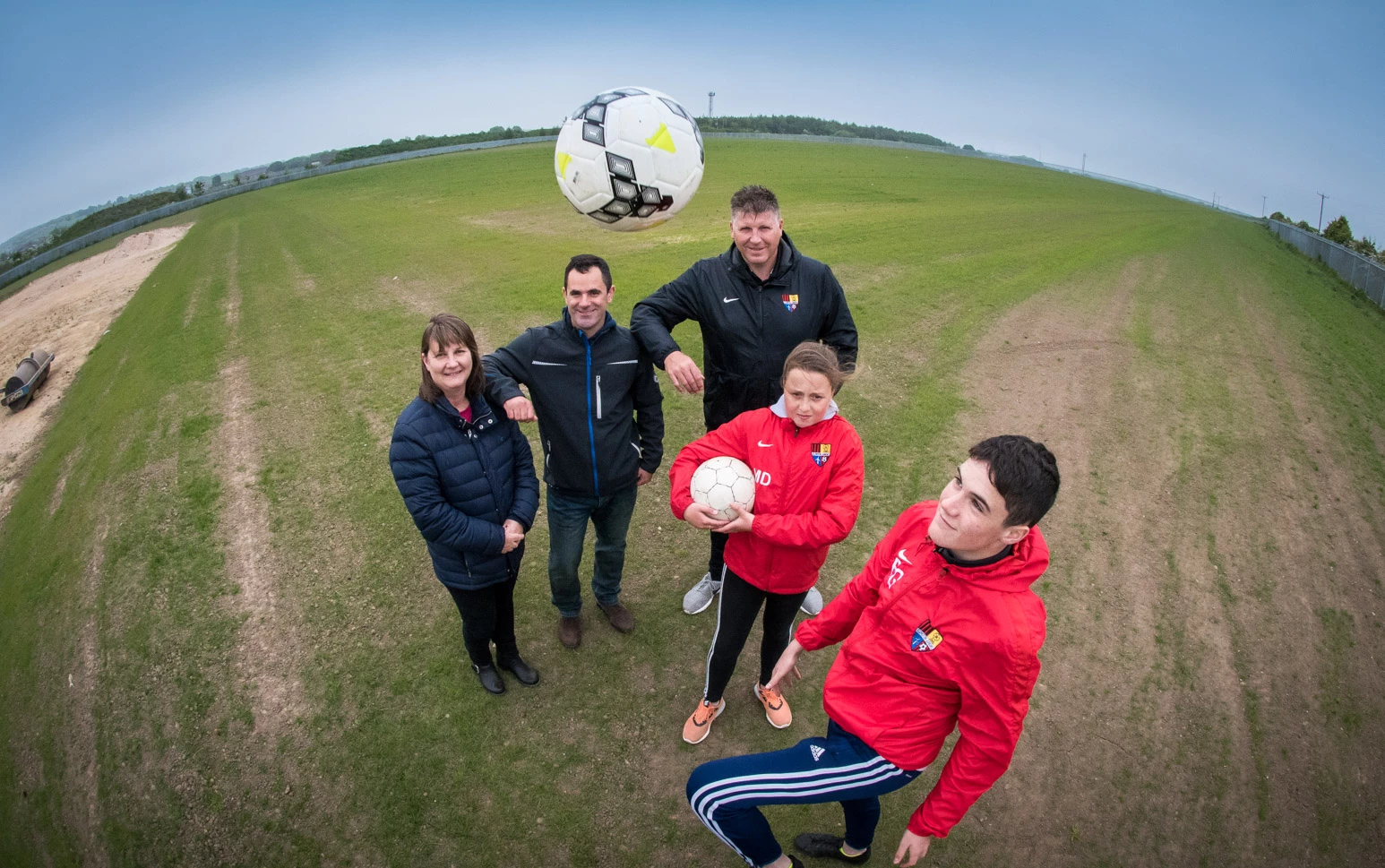 Ricardo Rocha, Asset Manager at Ventient Energy (centre) at the new home of Ellington Juniors FC