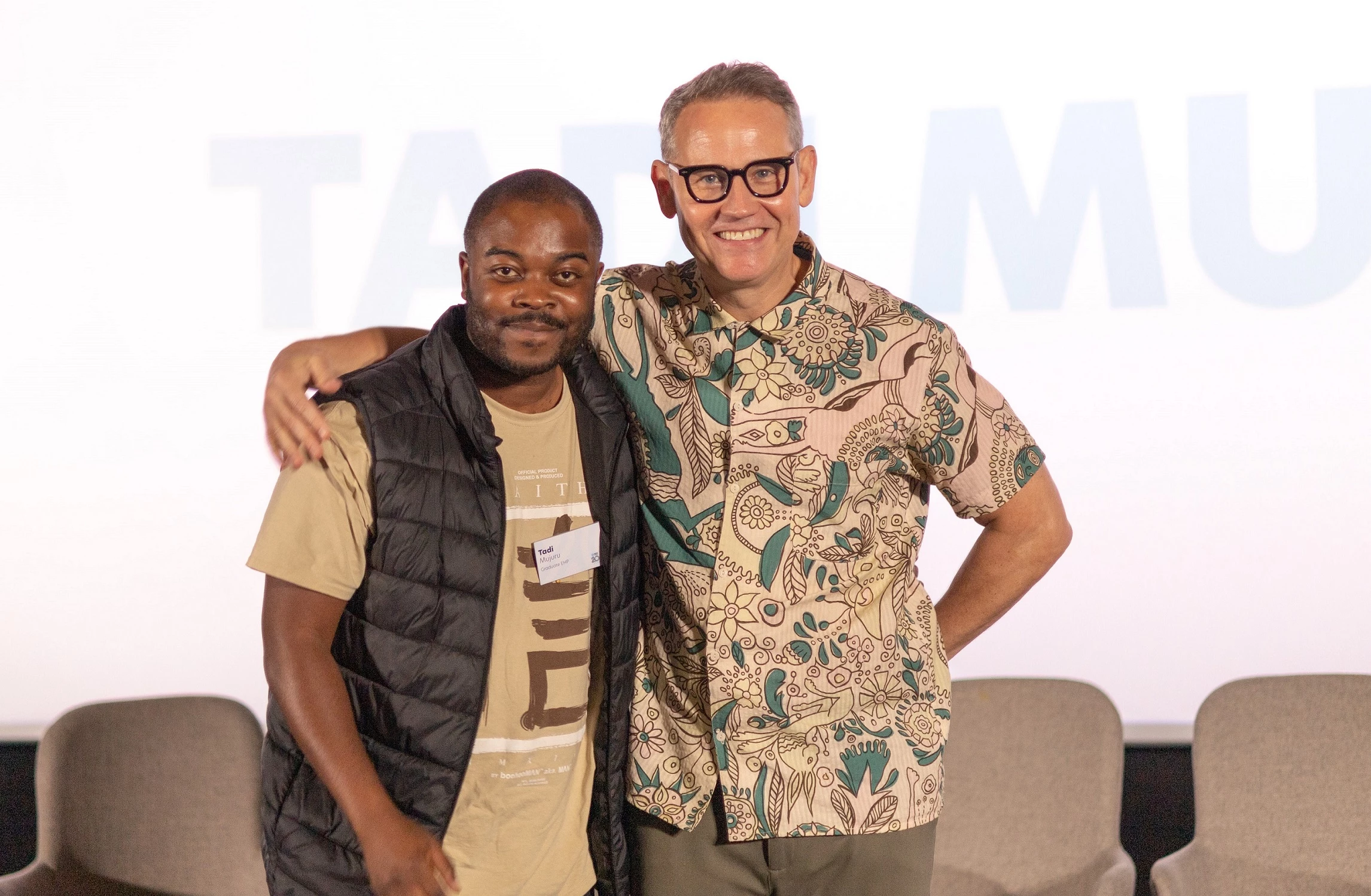 EHP Graduate Tadi Mujuru who won ‘best newcomer’ award at the Shield Safety Summer Conference 2023 and Mark Flanagan, Founder and CEO