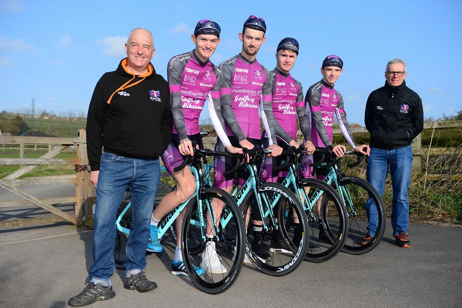 The Bryan Steel Academy. L-R: Mick Padley, Jack Ford, Tom Booth, Jonathan Oxley, James Alexander and Bryan Steel.