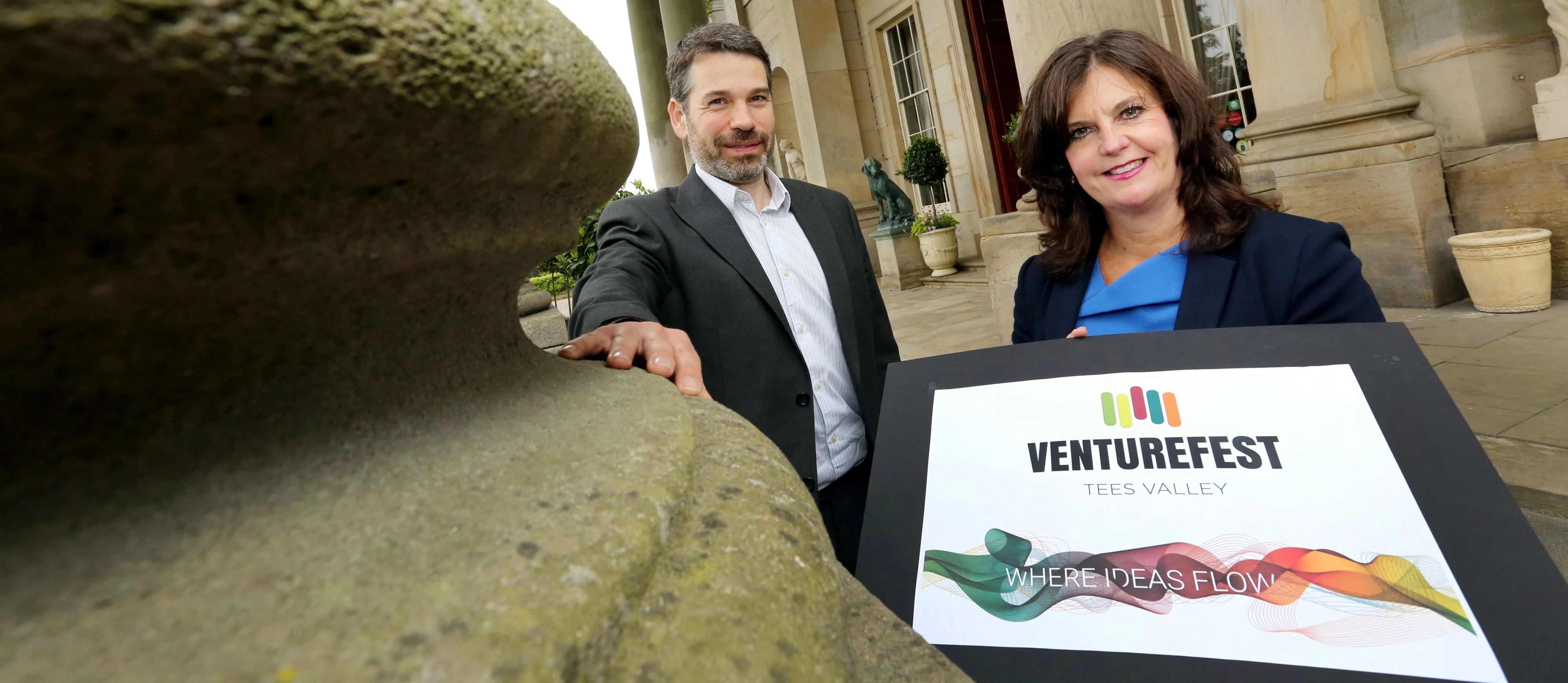 Simon Green, Director of Venturefest Tees Valley, and Professor Jane Turner, Pro Vice-Chancellor for Enterprise and Business Engagement at Teesside University