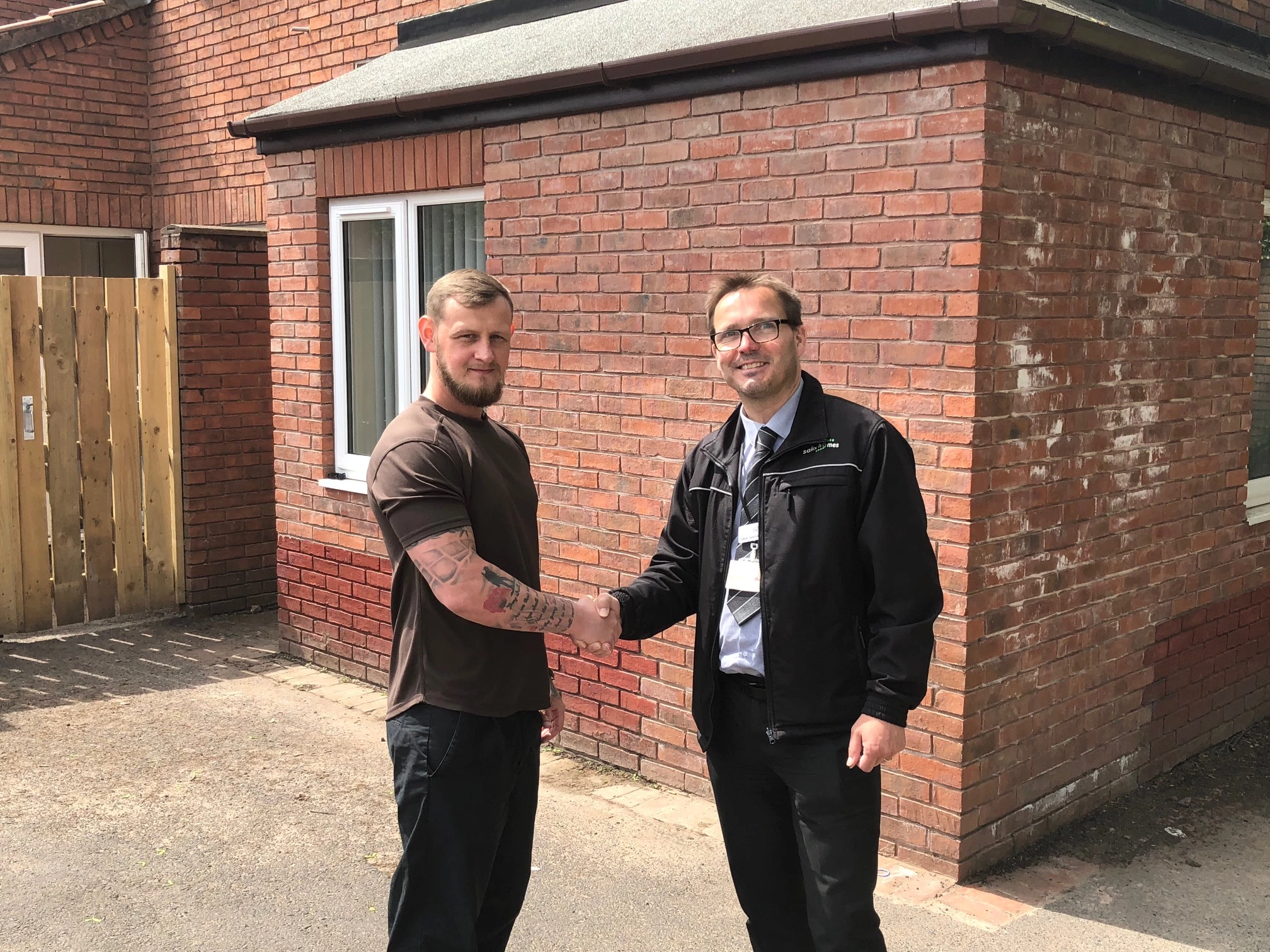 Richard Broadfield is the first tenant to move into the converted shop on Eccles New Road. He is pictured here with Edward Sawford, manager at Salix Living