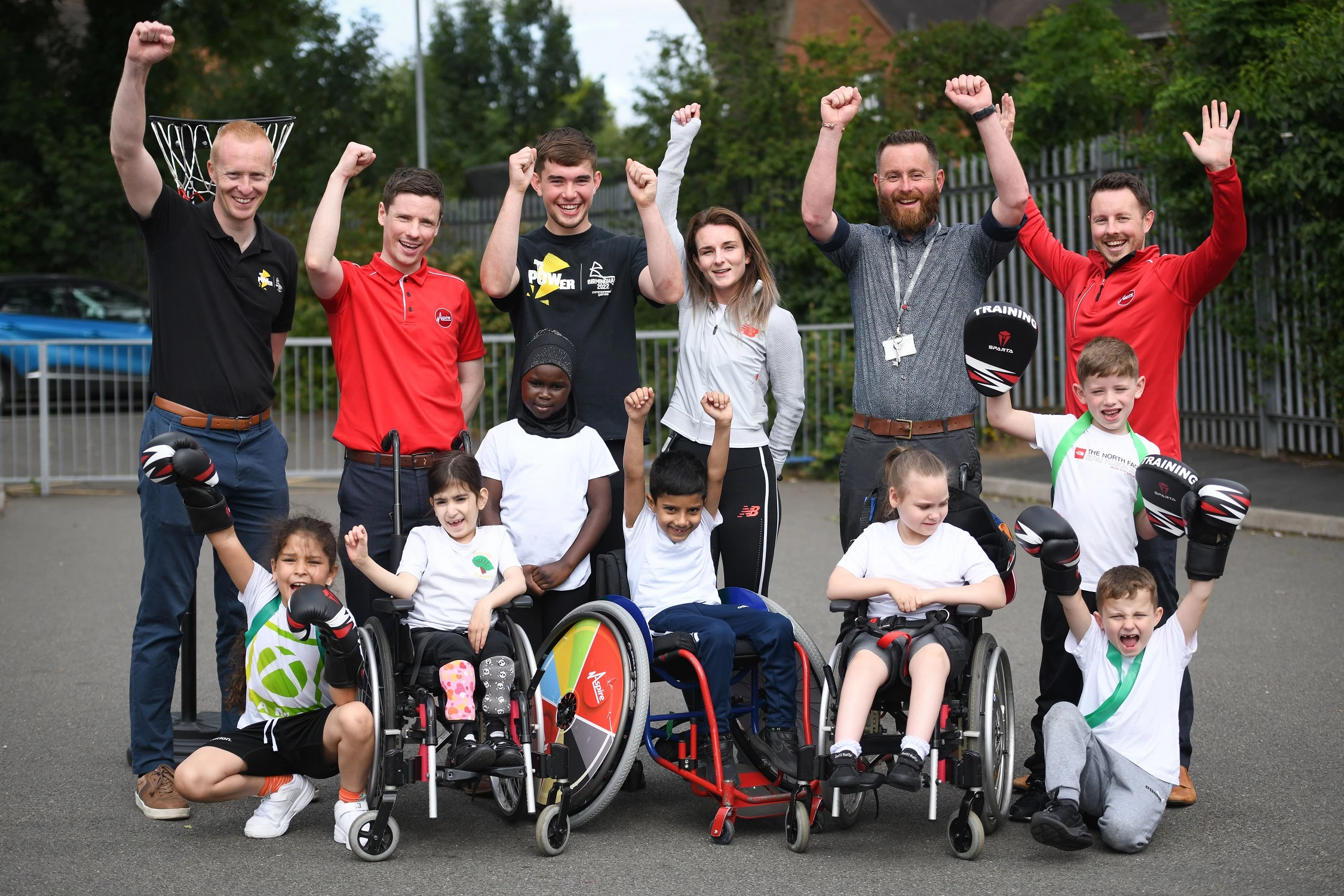 UK athlete Sarah McDonald, back centre, joined the July session at Timberley Academy in Shard End