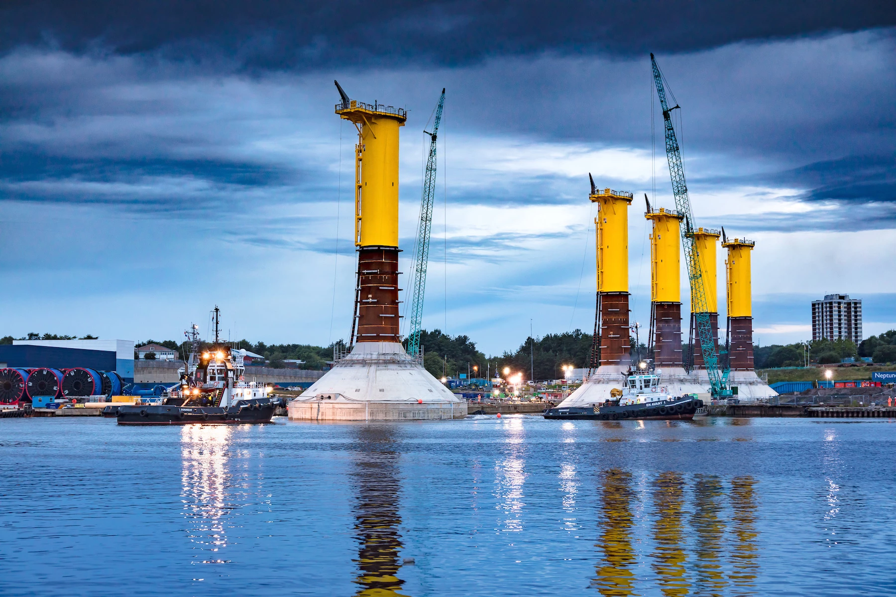 Gravity based foundations being constructed on the River Tyne will be floated out to sea and submerged onto the seabed ahead of turbine installation over the summer