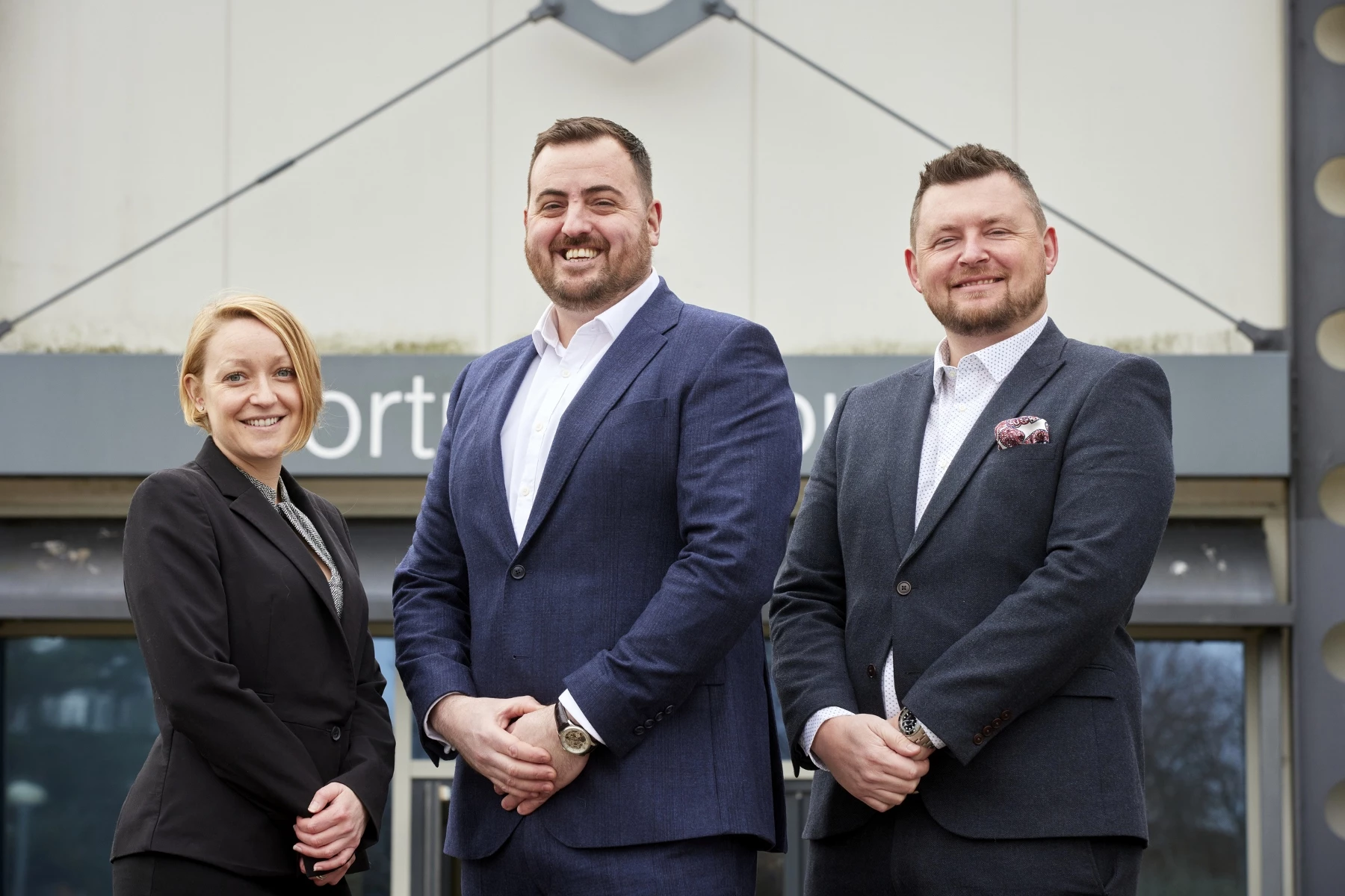 L-R, Helen Mavrozumi, James Langton and David Renaud at PAM Health’s headquarters, Fortune House on the Sefton Business Park, Aintree