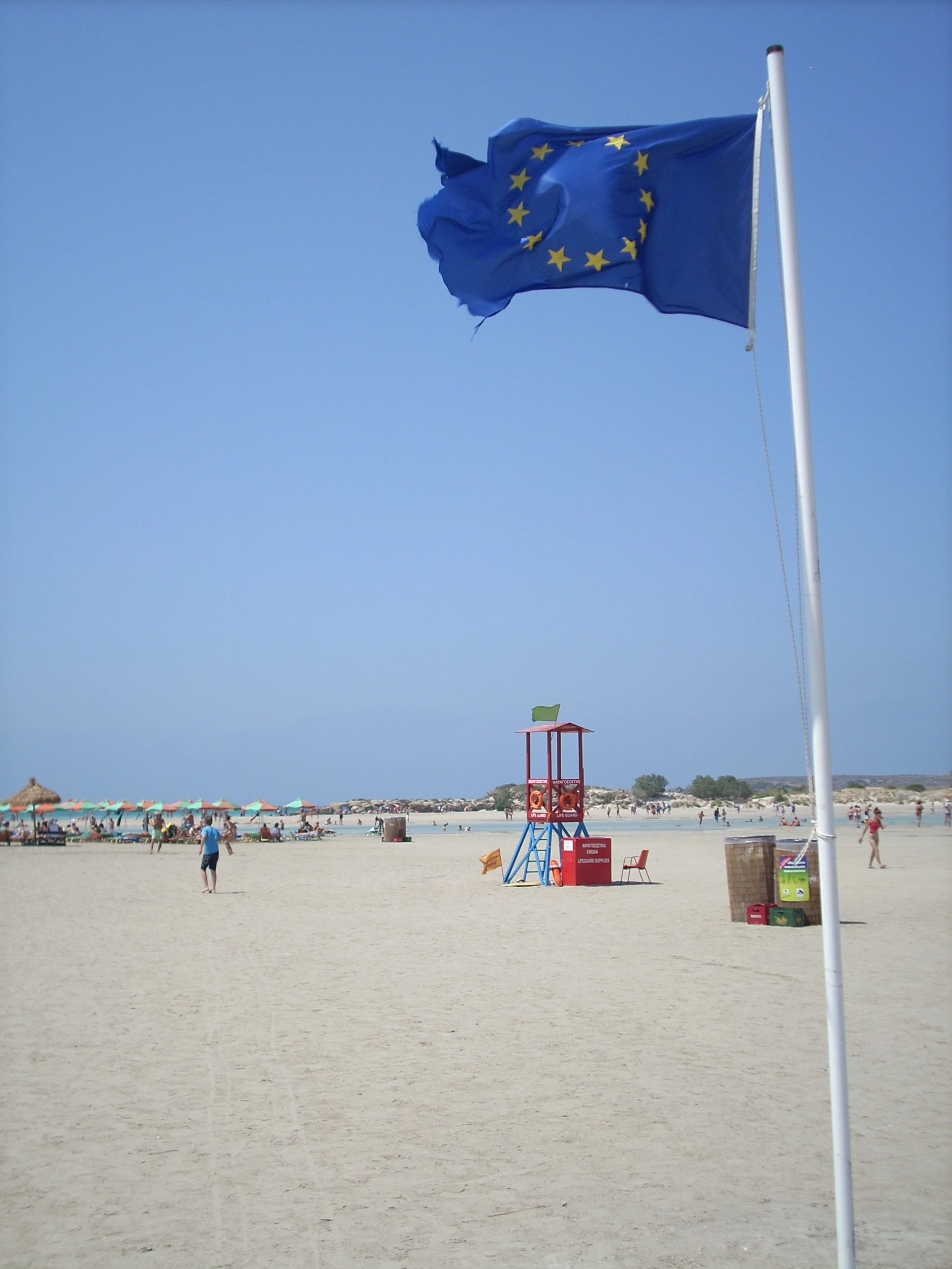 european flag at elafonissi beach