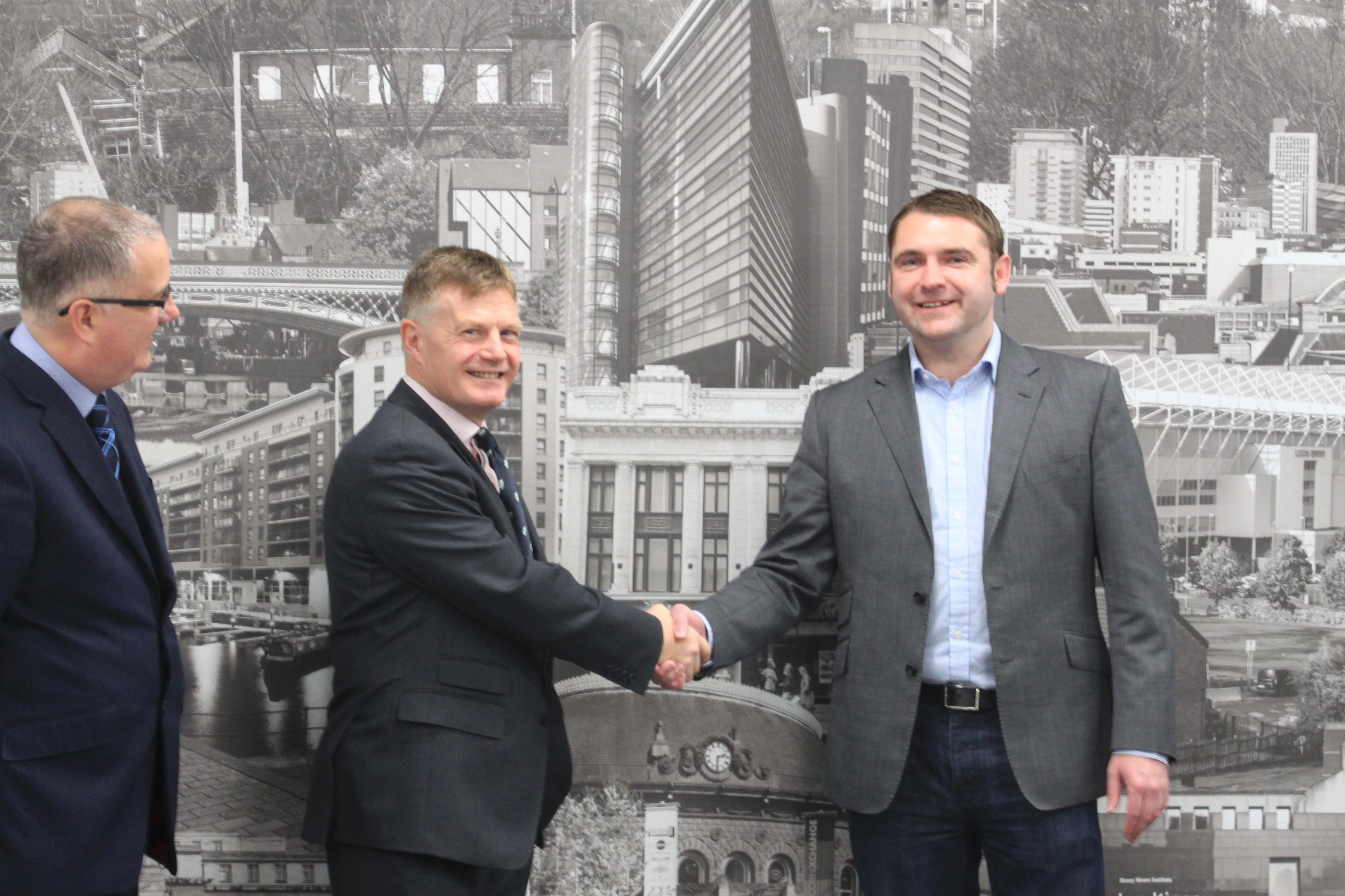 Rob Hayes (left), Partner, Schofield Sweeney and Chris Schofield (centre), Chairman, Schofield Sweeney, with Jonny Phillips (right), Director, headoffice3