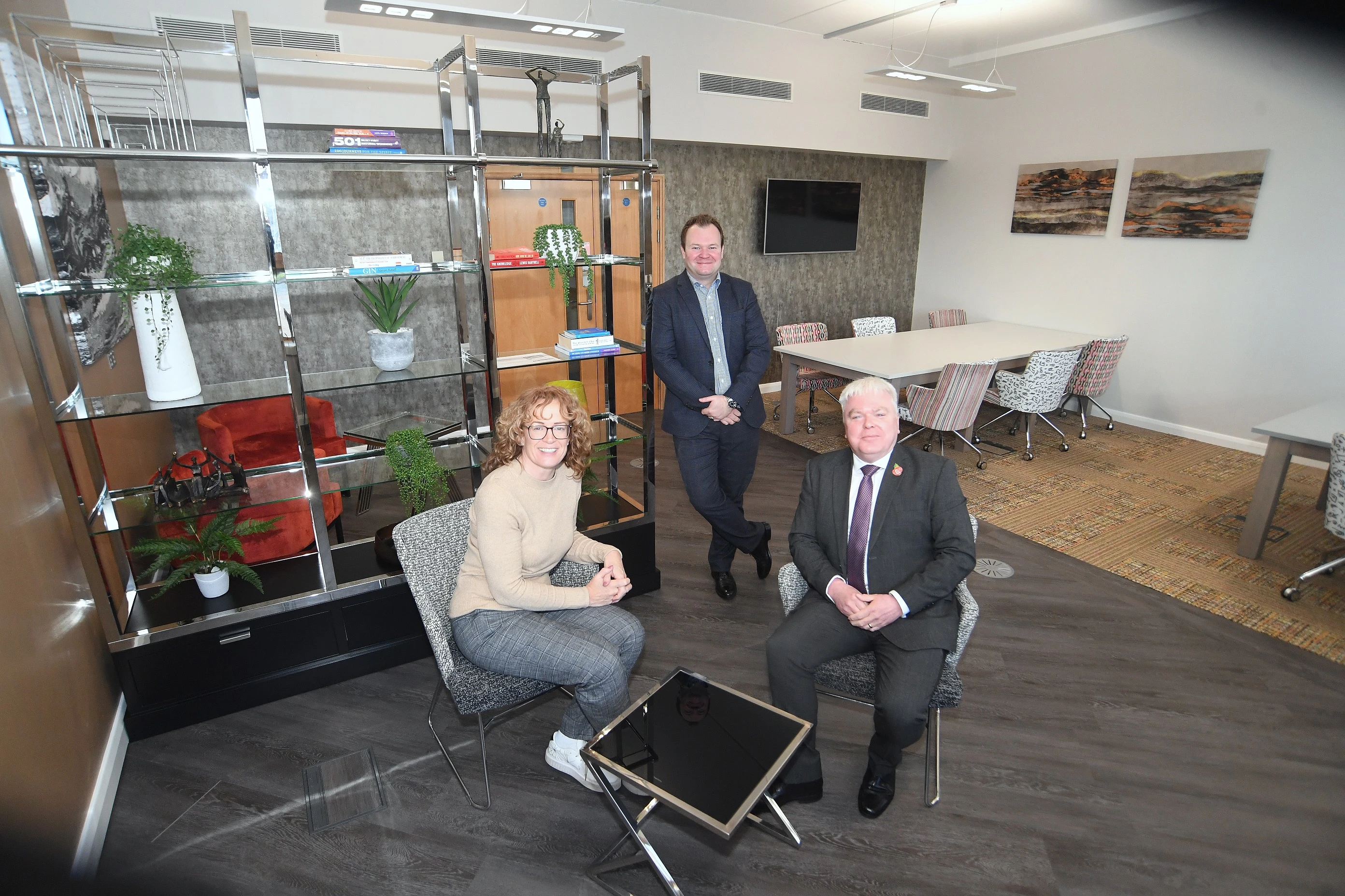 From the left, Isobel Woods, Luke Pulford and Cllr Martin Watson from Warwickshire County Council at the Eliot Park Innovation Centre in Nuneaton