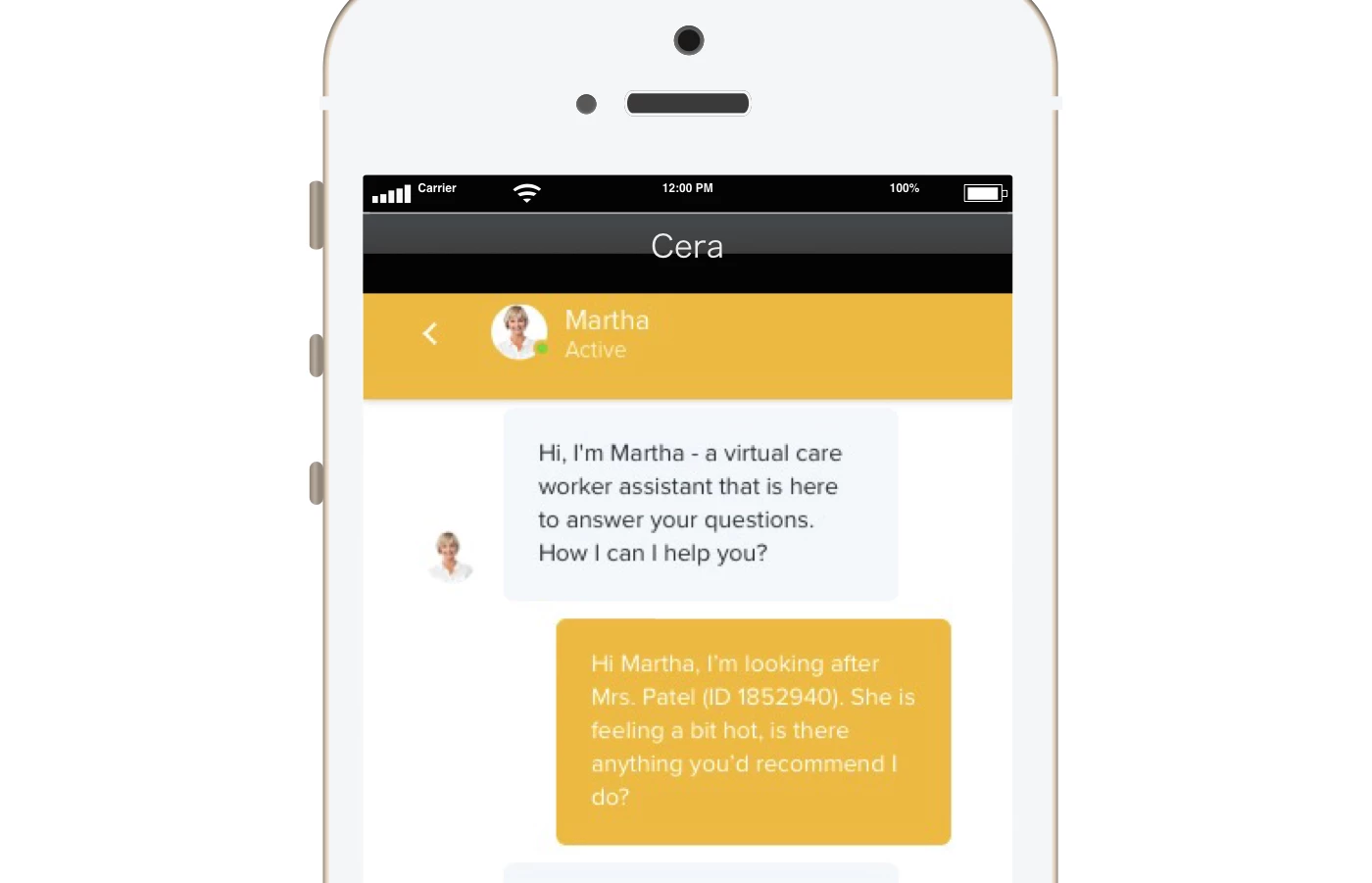 Cera's new AI chatbot Martha.
