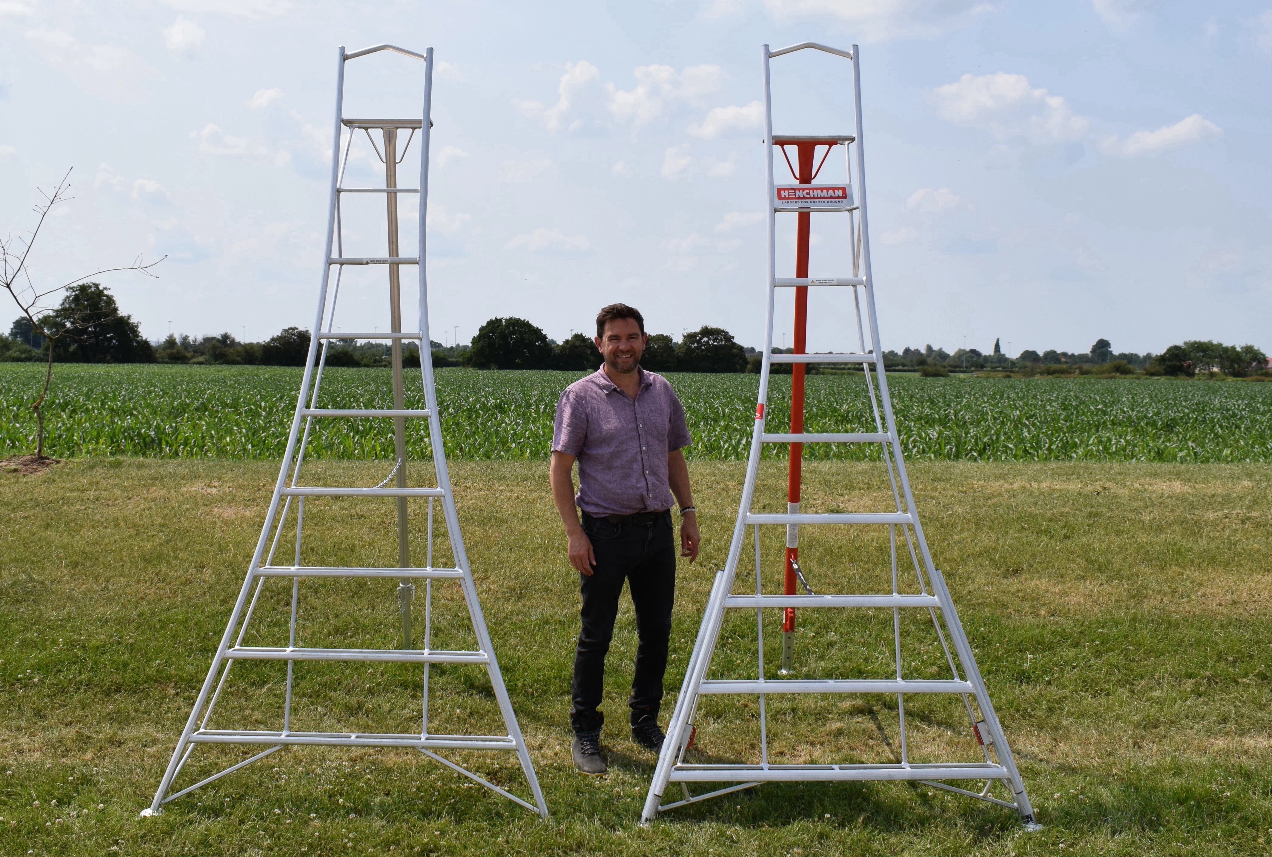 Henchman executive chairman Tom Kitching with two of the firm's ladders 