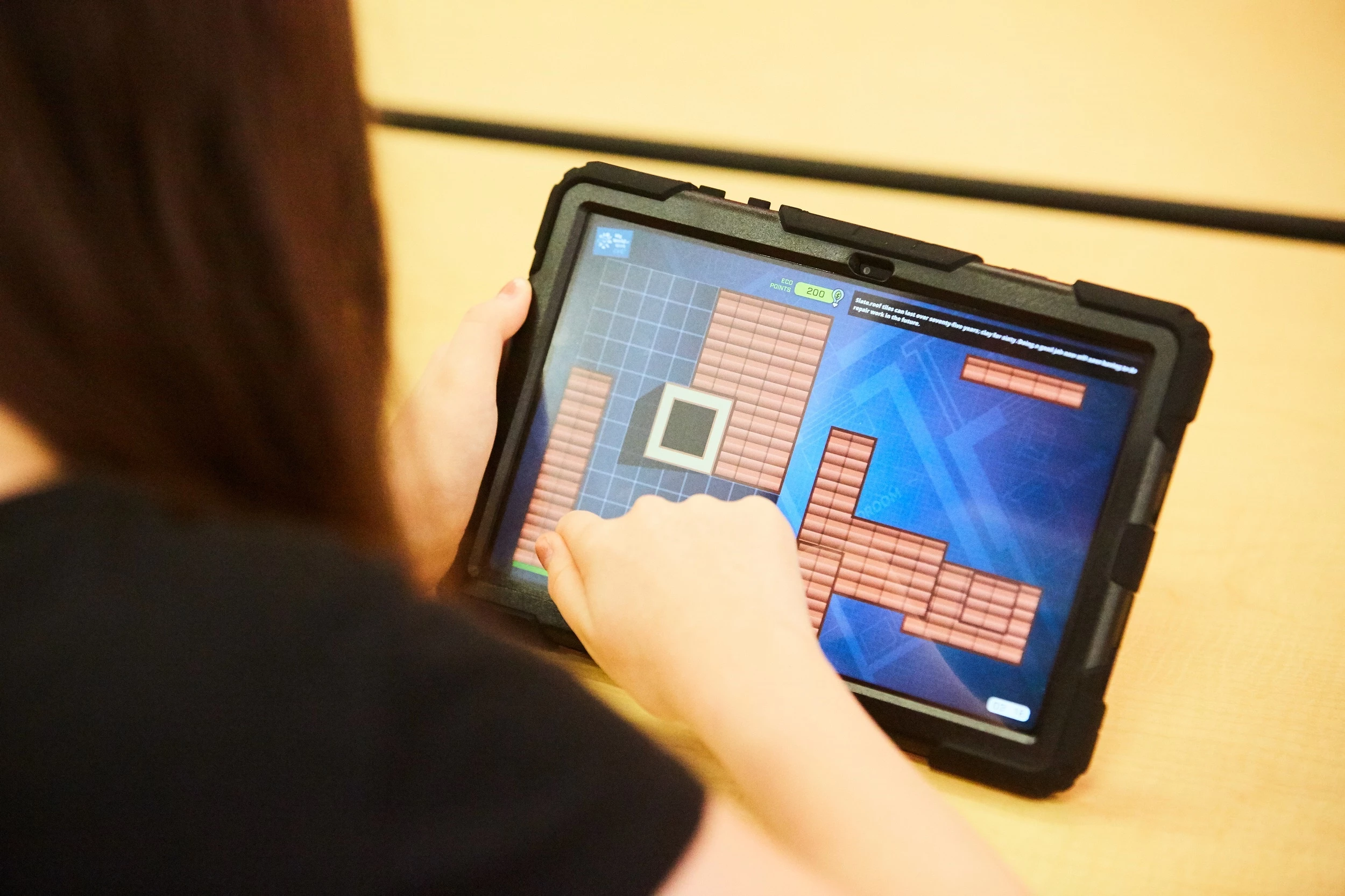 A pupil demonstrates one of Animmersion UK’s new mini-games for Skills Development Scotland.