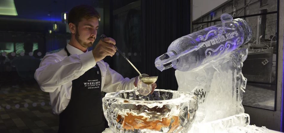 An ice sculpture served as the centrepiece of the launch party