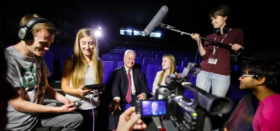 intu's Alexander Nicoll with previous participants of Northern Stars Documentary Academy