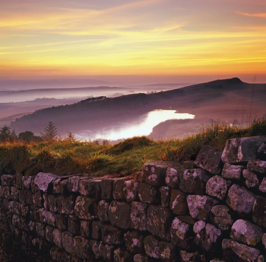 Hadrian's Wall and Crag Lough in Northumberland National Park 