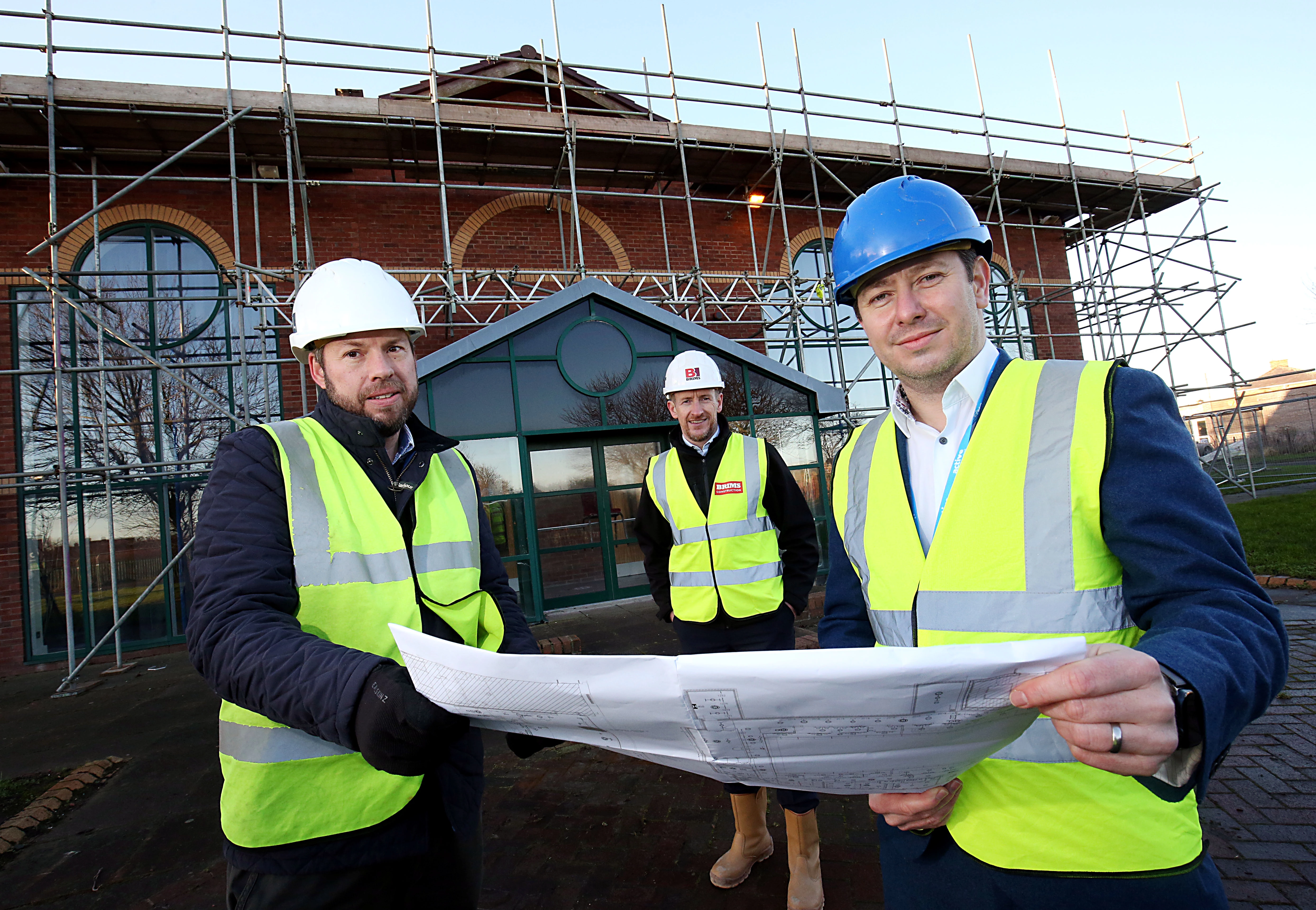 (L-R): Michael Robinson, Howarth Litchfield Architects, Richard Wood, Brims and Mark Warnes, chief executive Active Northumberland