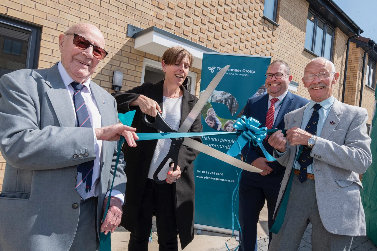 L-R)Tony Coombs, Treasurer of Glebe Farm & Stechford Residents Group, Jess Phillips MP, Pioneer Group CEO Simon Wilson and Tom MCCauley, Secretary of Glebe Farm & Stechford Residents Group