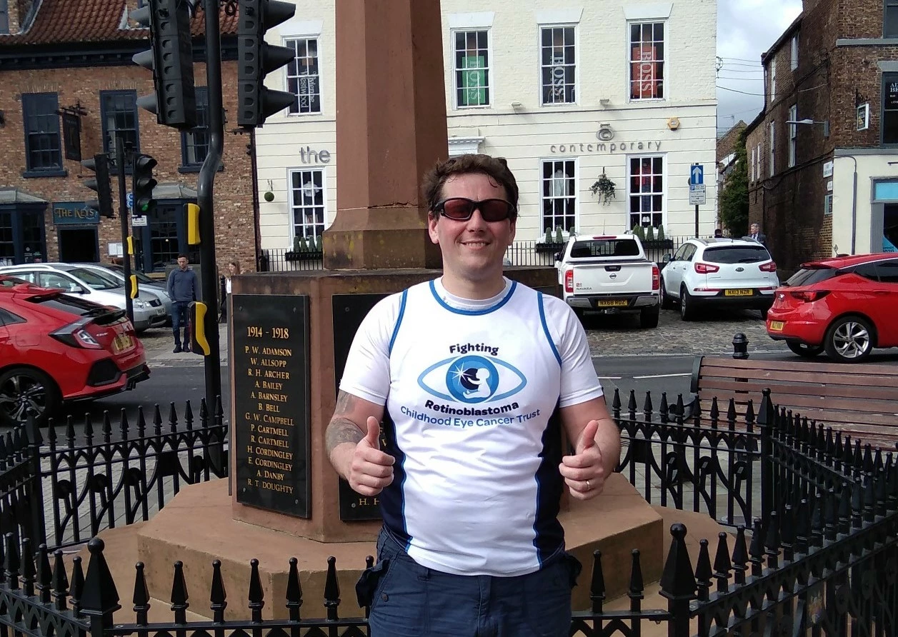 Tim Inness training for his charity challenges, raising money for the Childhood Eye Cancer Trust