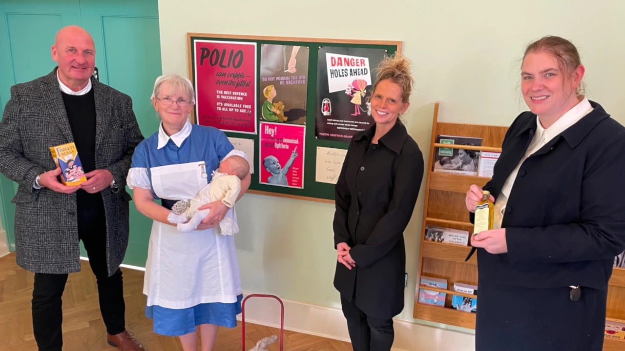 L-R Plum Ideas director Brendan O'Dea, midwife 'Edwina' played by Louise Small, Plum Ideas client services director Andrea Hopkins and health visitor 'Lynn' played by Jen Kettle