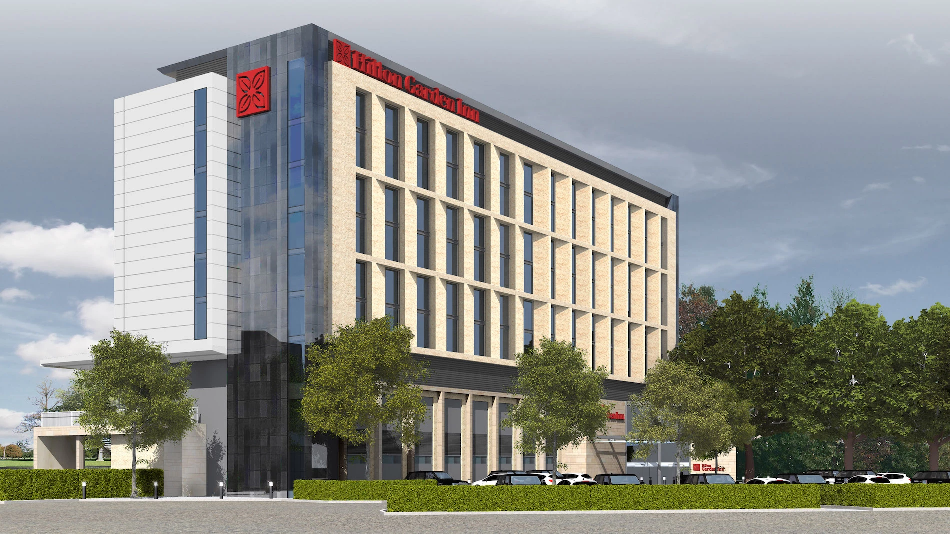 CGI of the new Hilton Garden Inn Doncaster Racecourse Hotel.