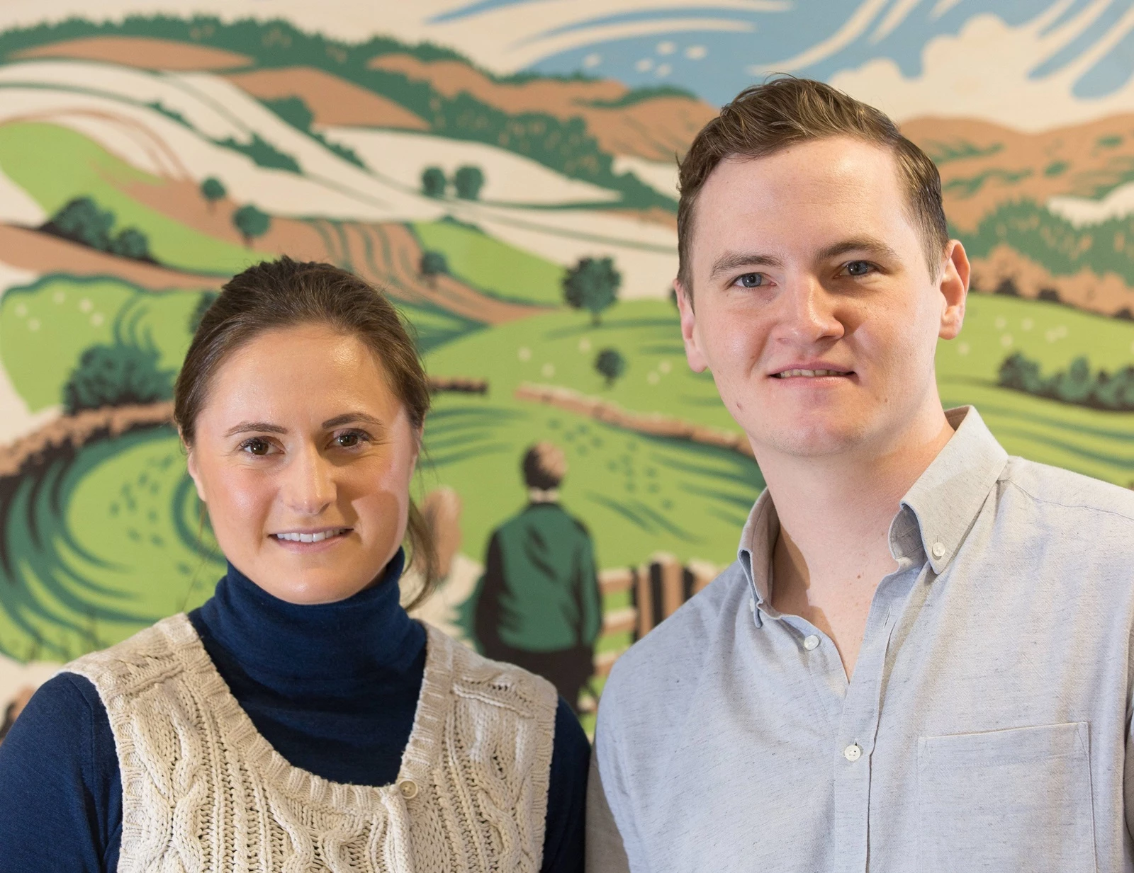 Rushbond’s Georgina Maud and artist Tom Duxbury at The Cotton Mill in Skipton. 