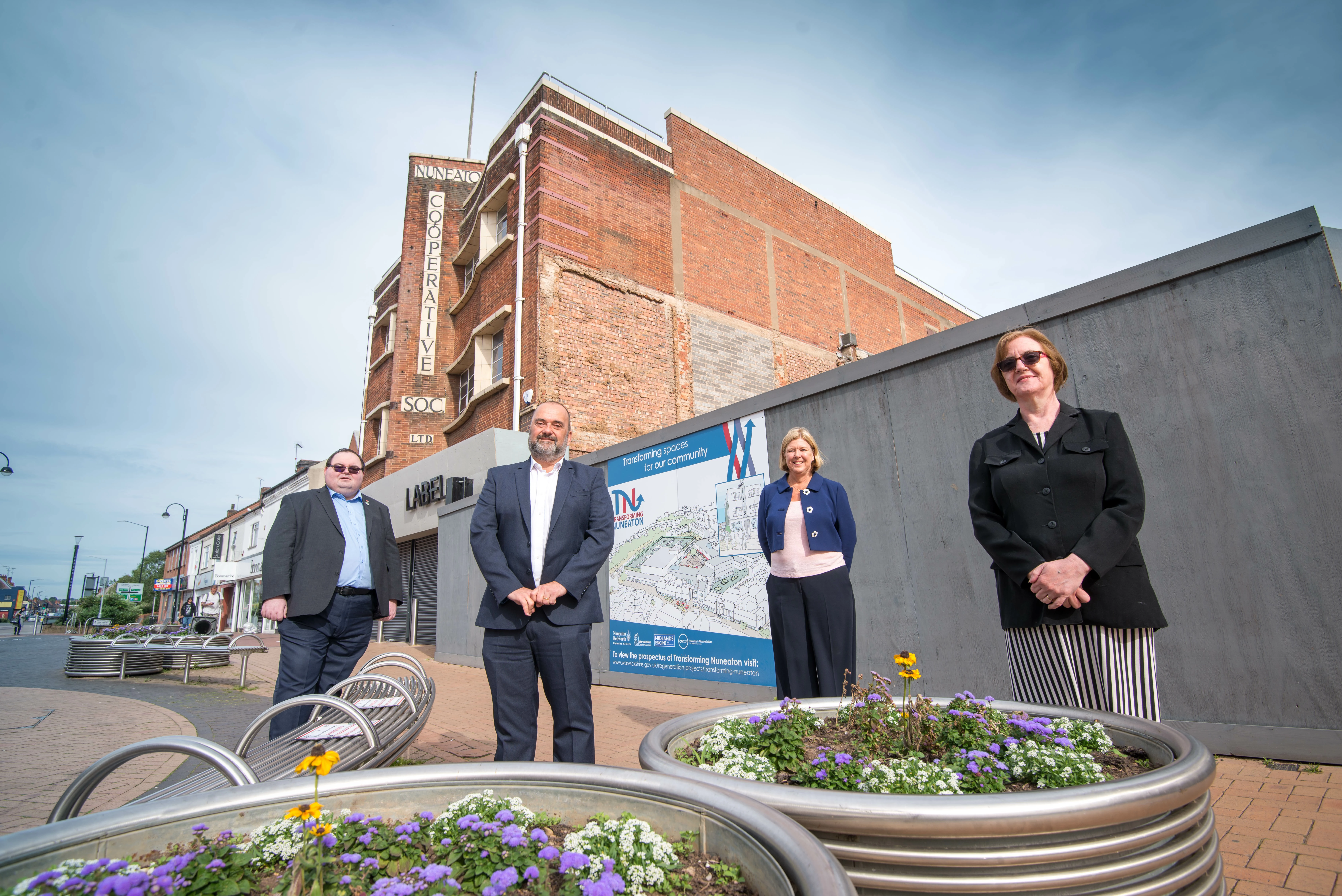 (left to right) Nuneaton Town Deal Board members Cllr Kris Wilson, Sean Farnell, Marion Plant and Cllr Julie Jackson.