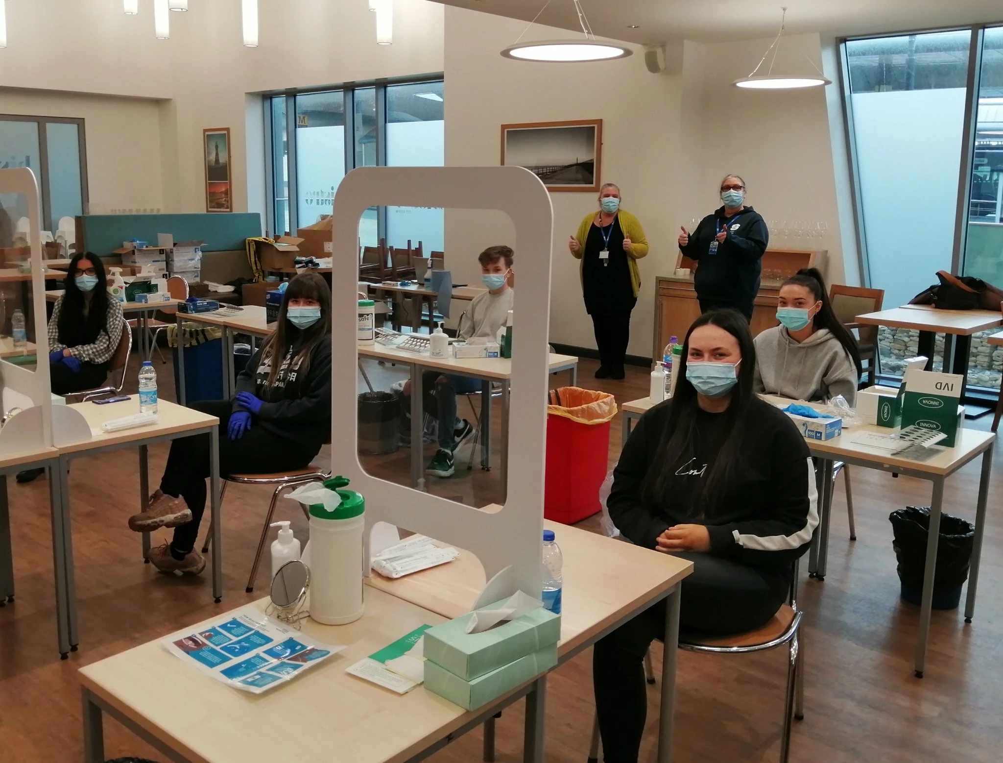 Volunteers at Sunderland College's City Campus rapid test centre